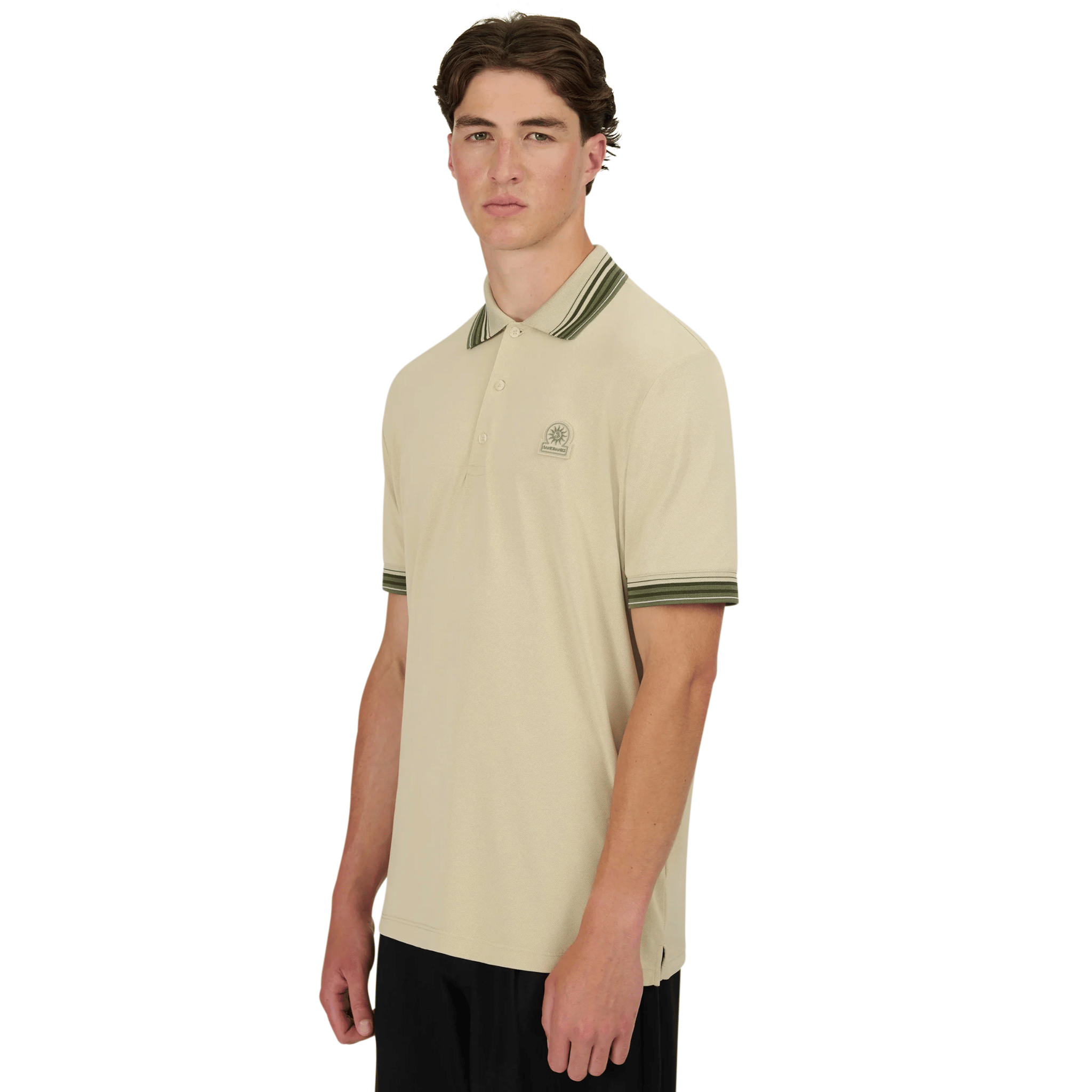 Mens Sandbanks Stone Gradient Rib S/s Polo Shirt