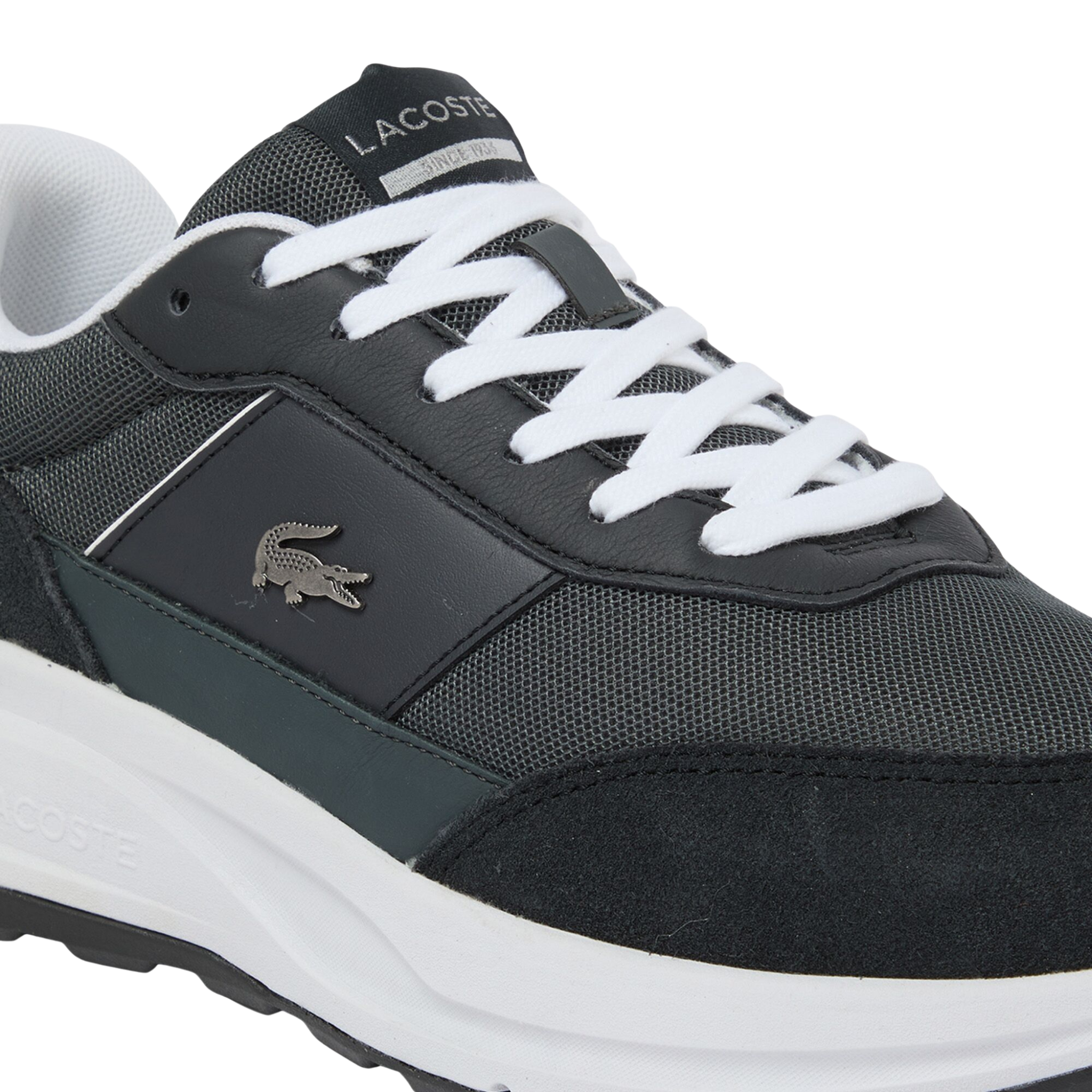 Mens Lacoste Dark Grey/Black Run Set CGR Bar Trainers
