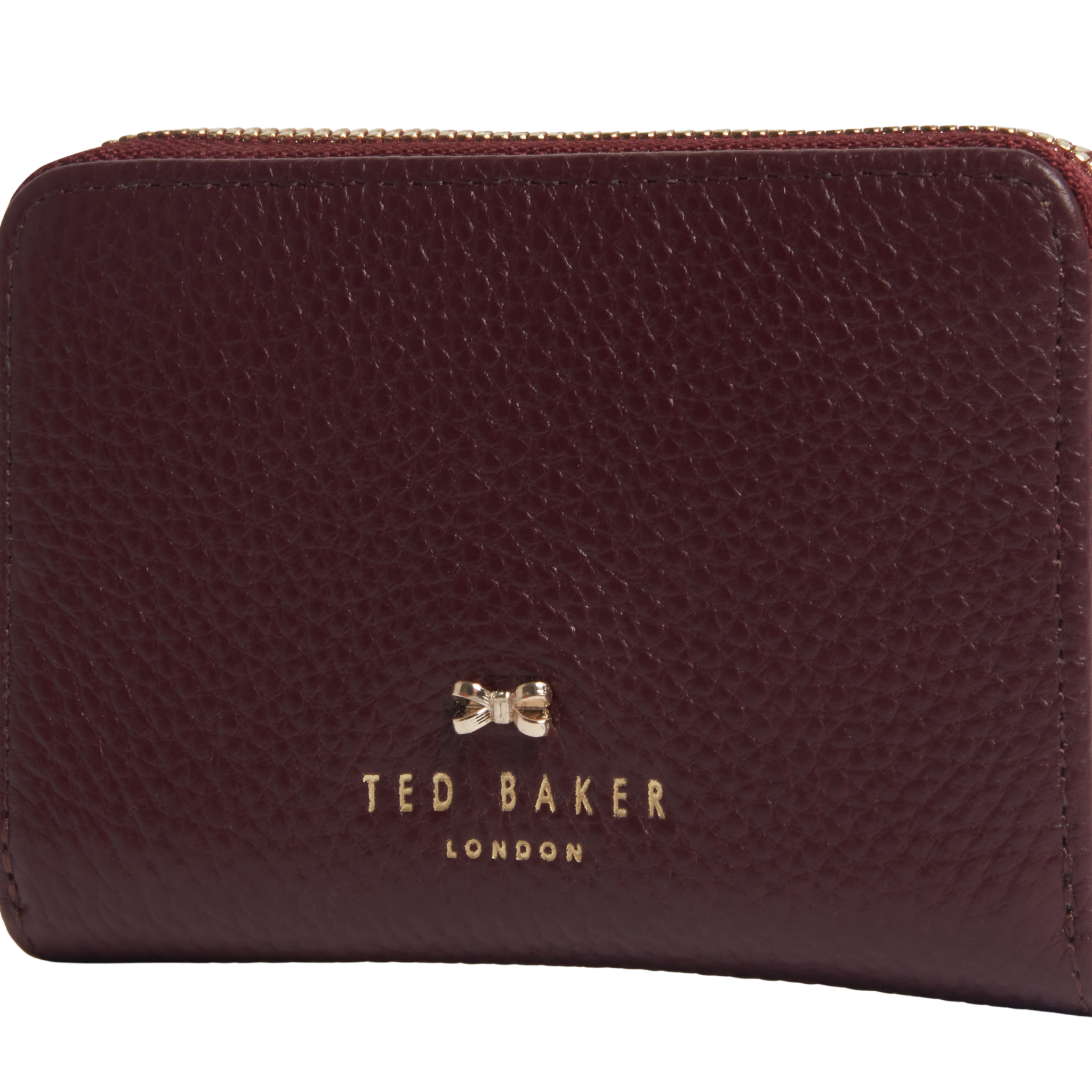 Womens Ted Baker Dark Red Bow Detail Small Zip Around Purse