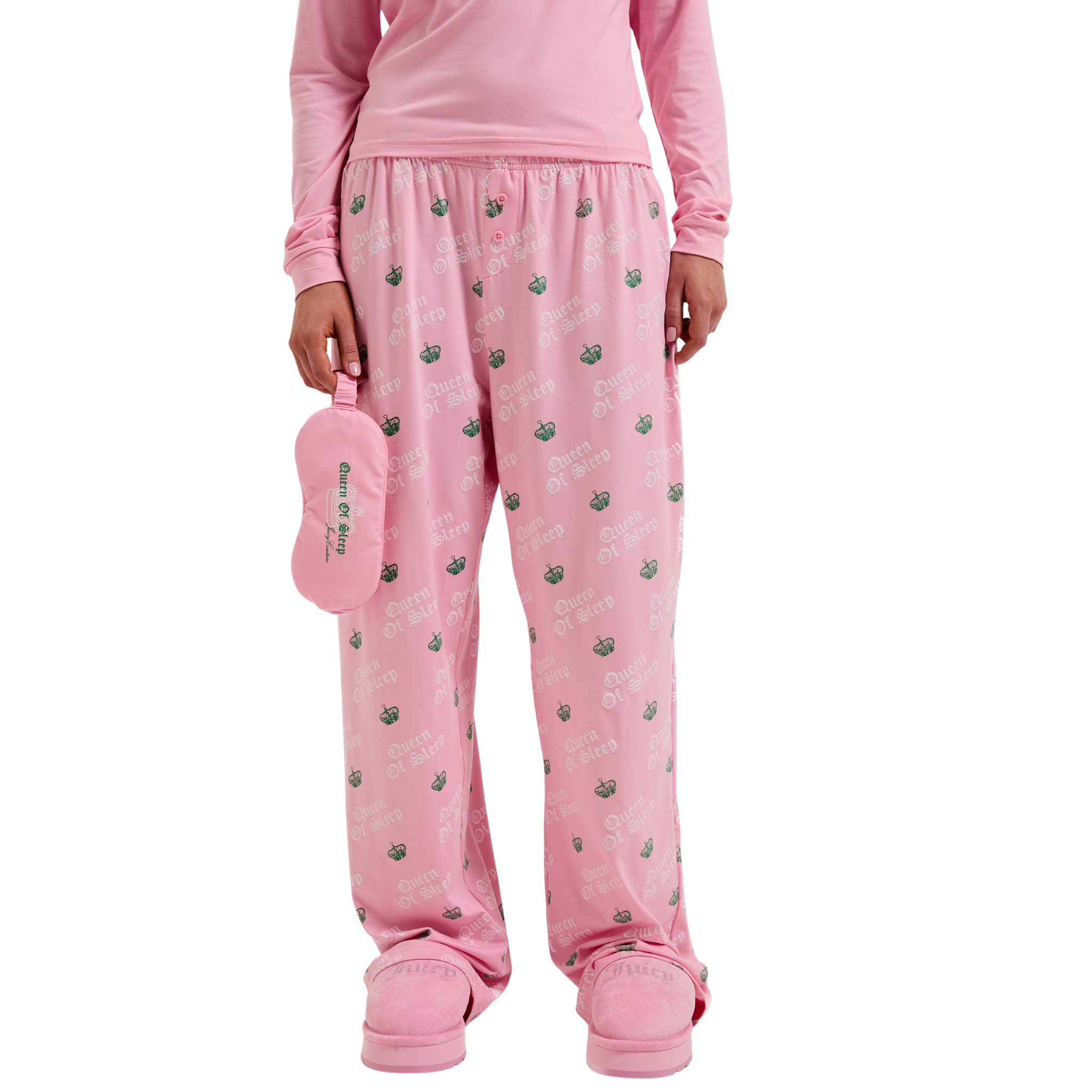Womens Juicy Couture Pink Queen Of Sleep L/s Pyjama Set