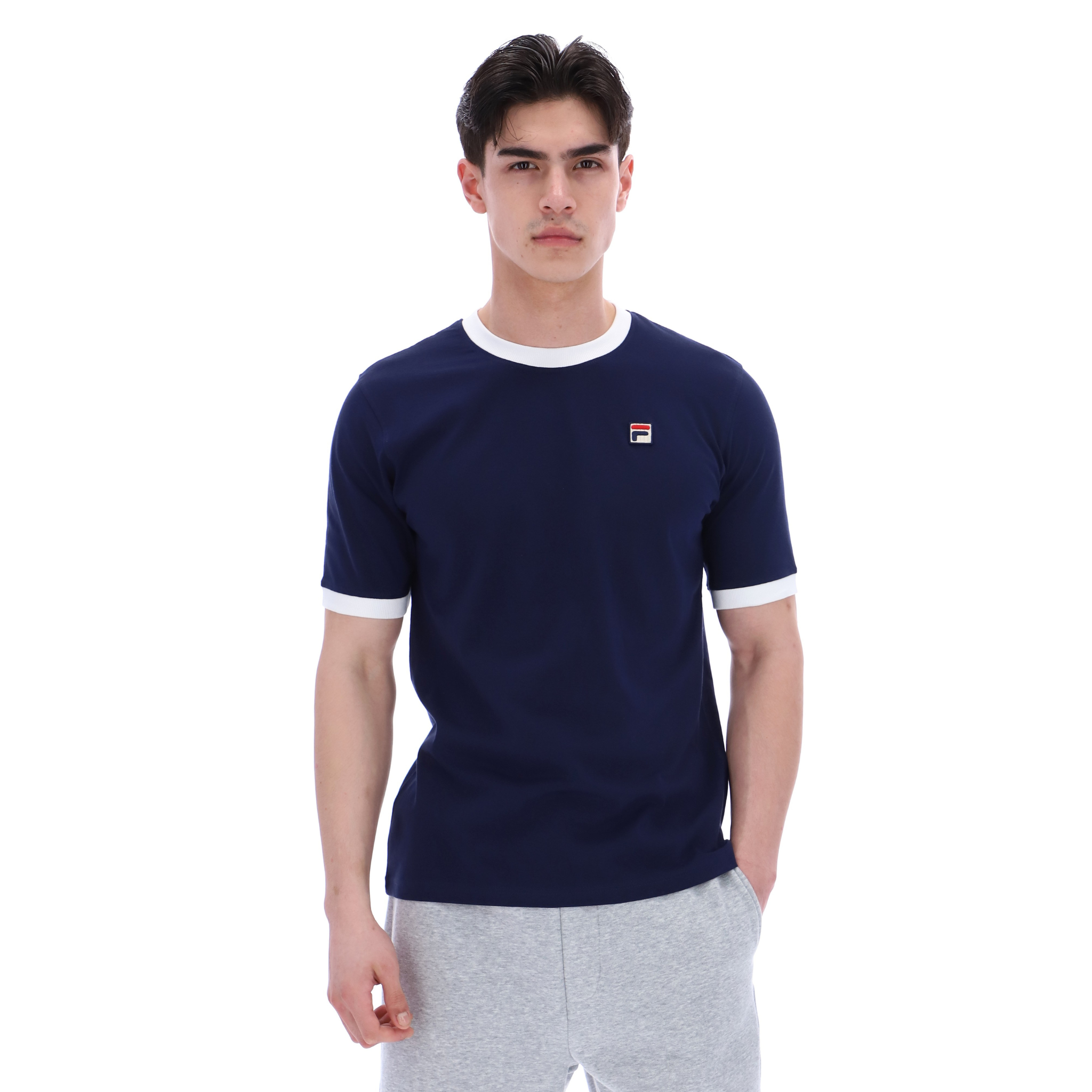 Mens Fila Navy/White Marconi Essential Ringer S/s T Shirt