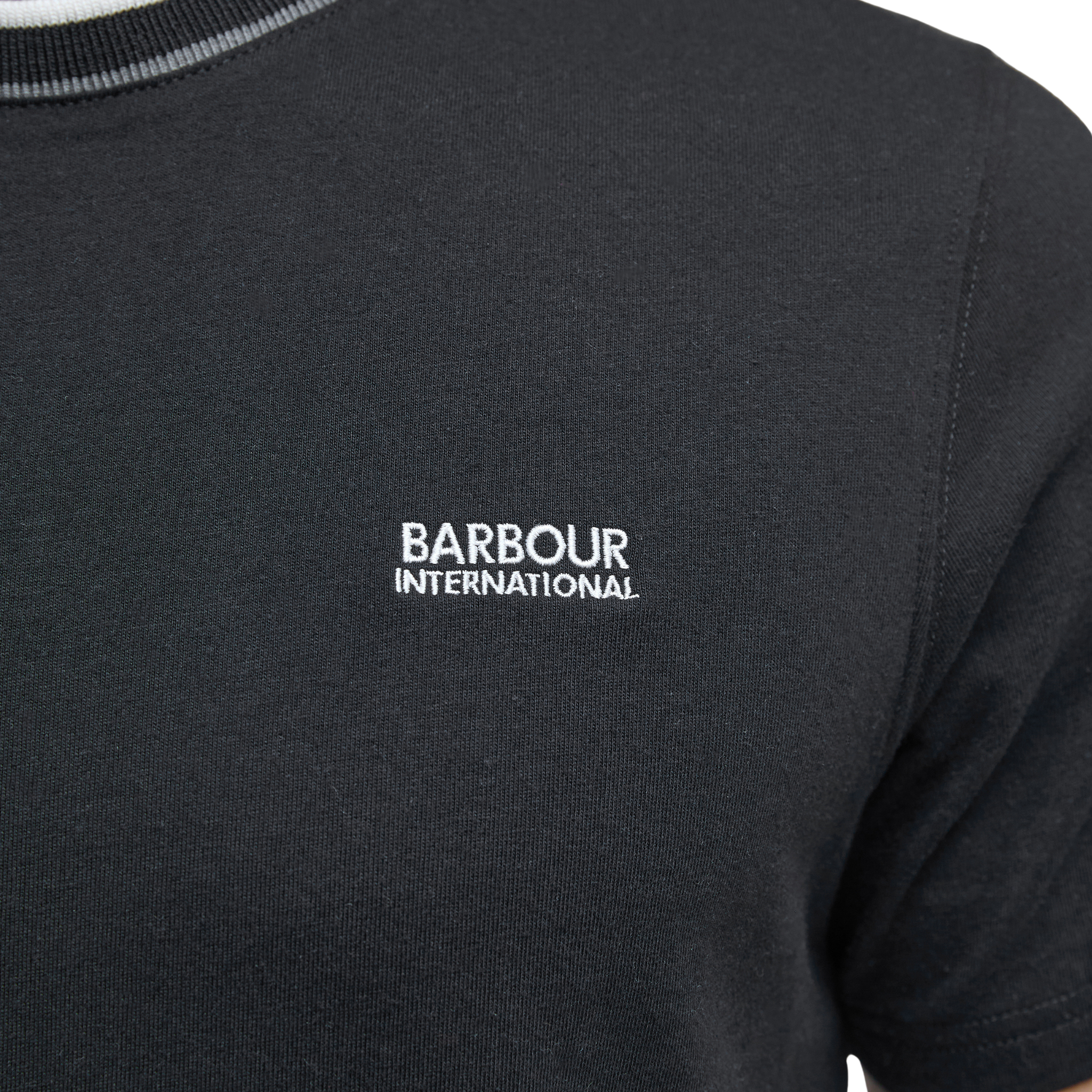 Mens Barbour International Black Buxton Tipped S/s T Shirt