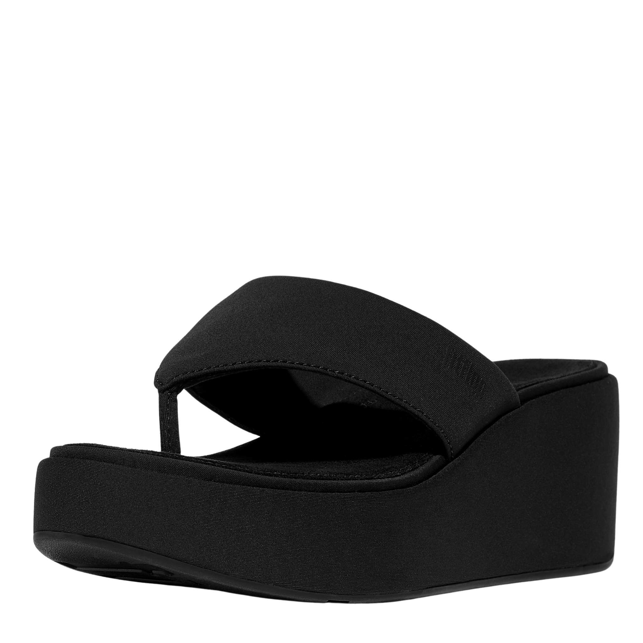 Womens FitFlop Black Platfforms Wedge Toe-Post Sandals