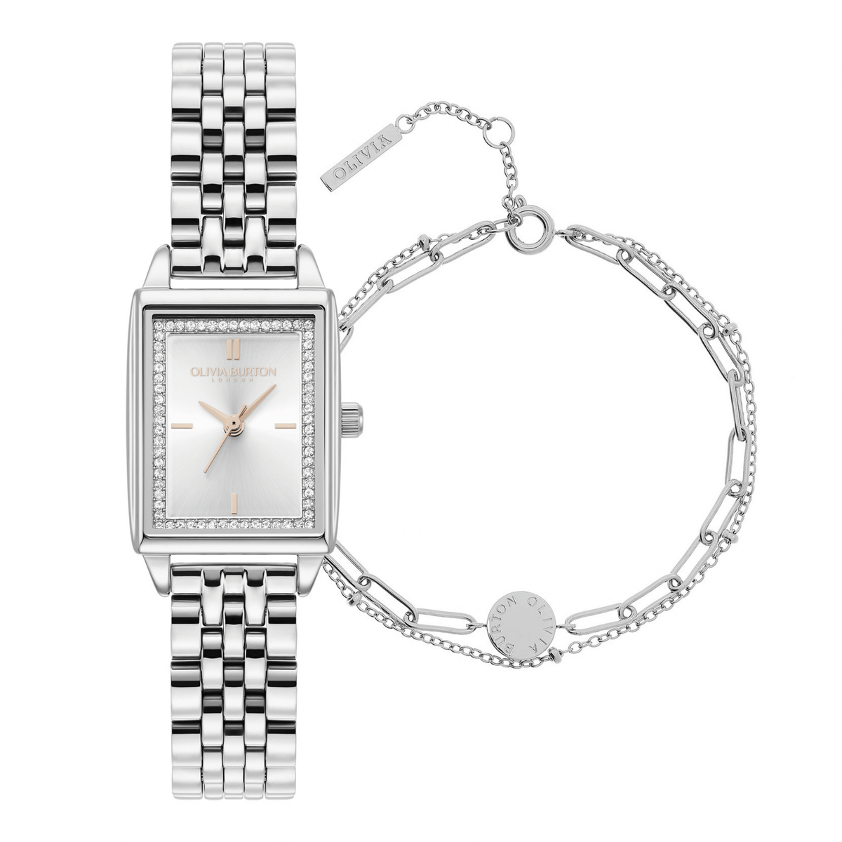 Womens Olivia Burton Silver Watch & Illusion Bracelet Gift Set