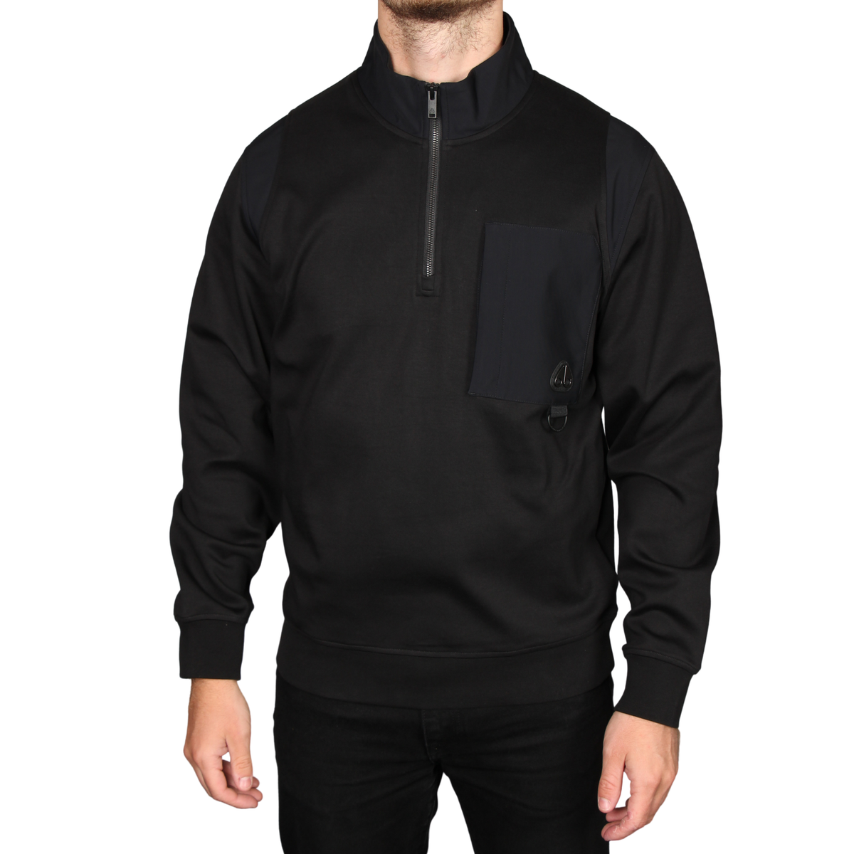 Mens Moose Knuckles Black Dalon 1/4 Zip Sweatshirt