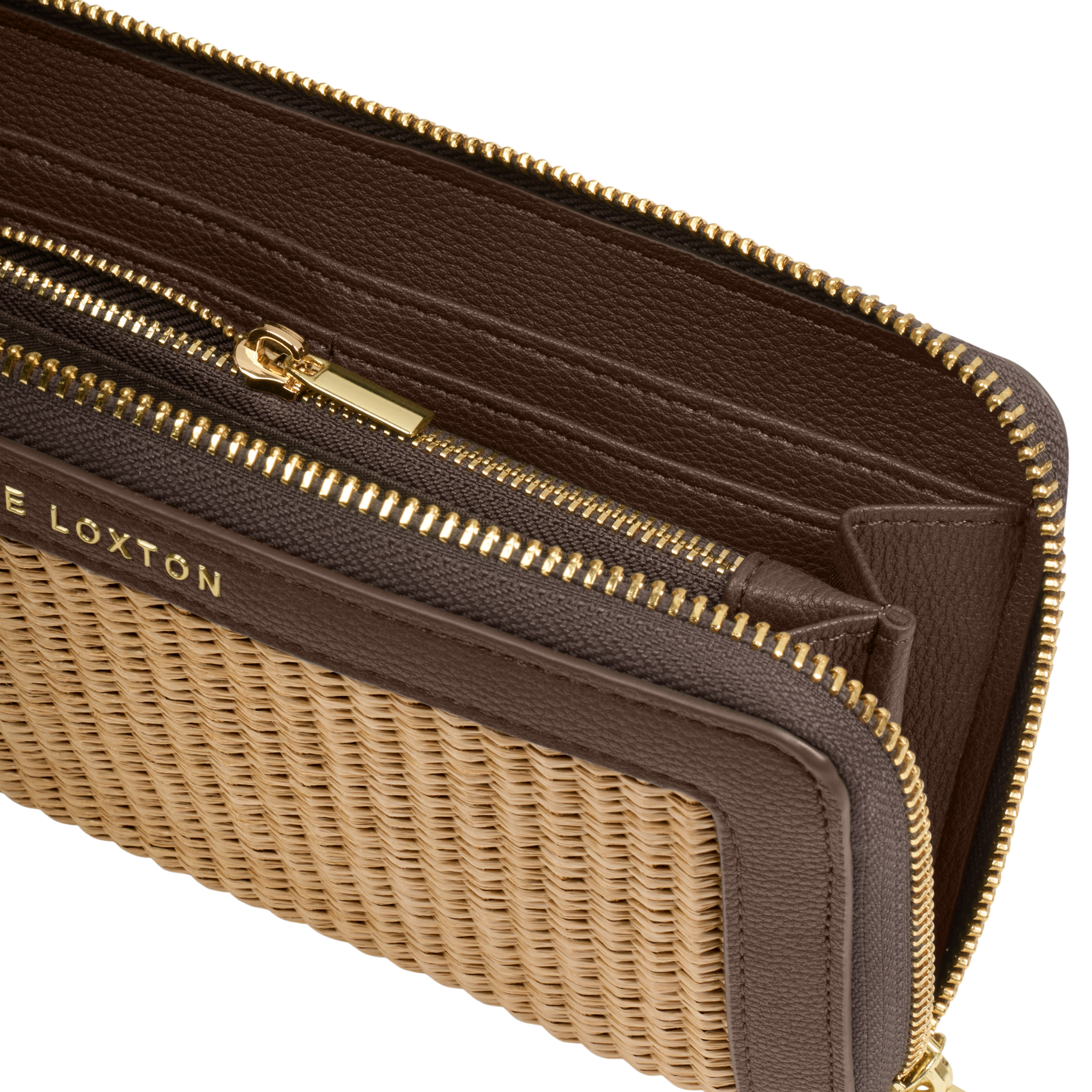 Womens Katie Loxton Bitter Choc/Natural Raffia Florence Purse