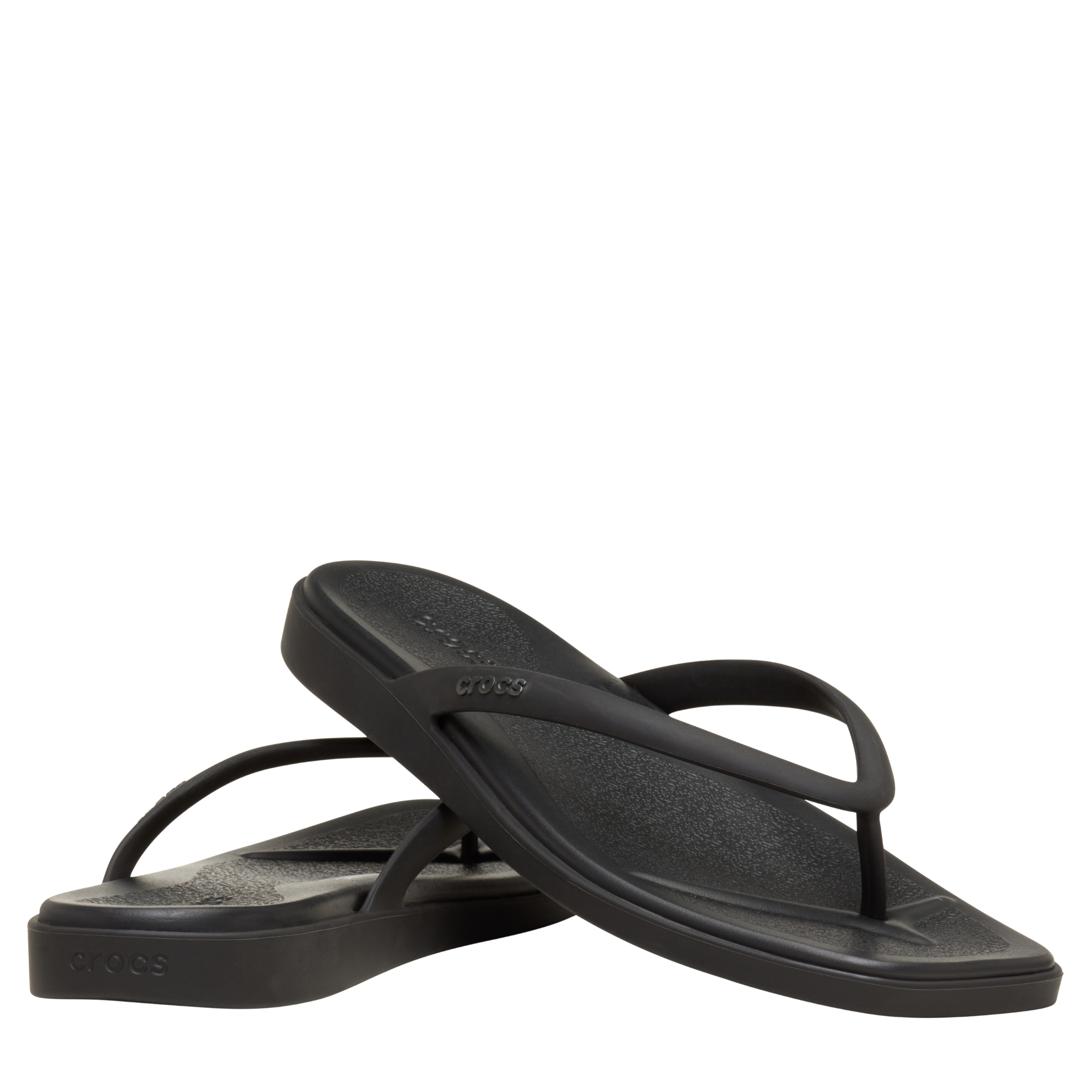 Womens Crocs Black Miami Flip Flops