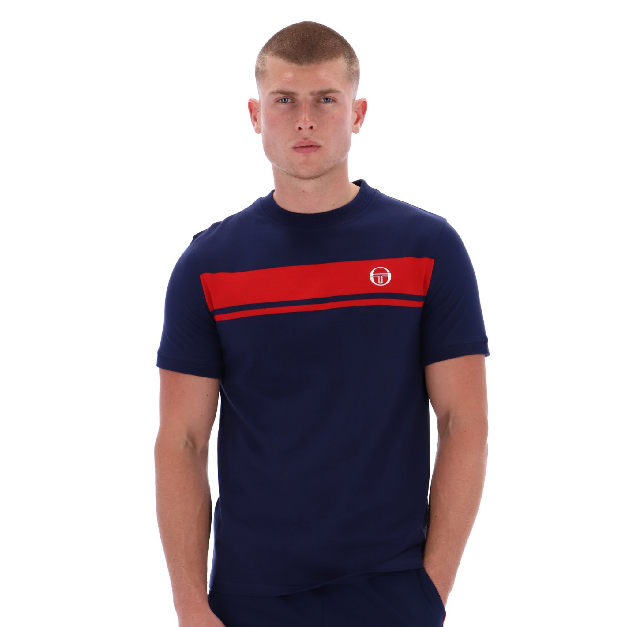 Mens Sergio Tacchini Maritime Blue/Adrenaline Rush Master S/s T Shirt
