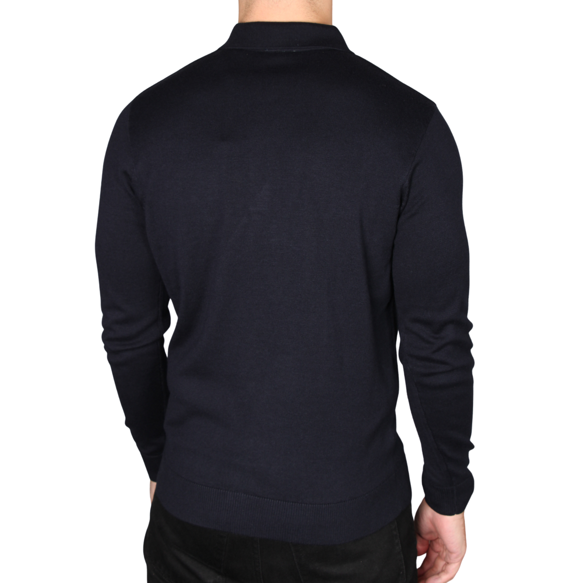 Mens Gabicci Vintage Navy Soda Stripe Knitted L/s Polo