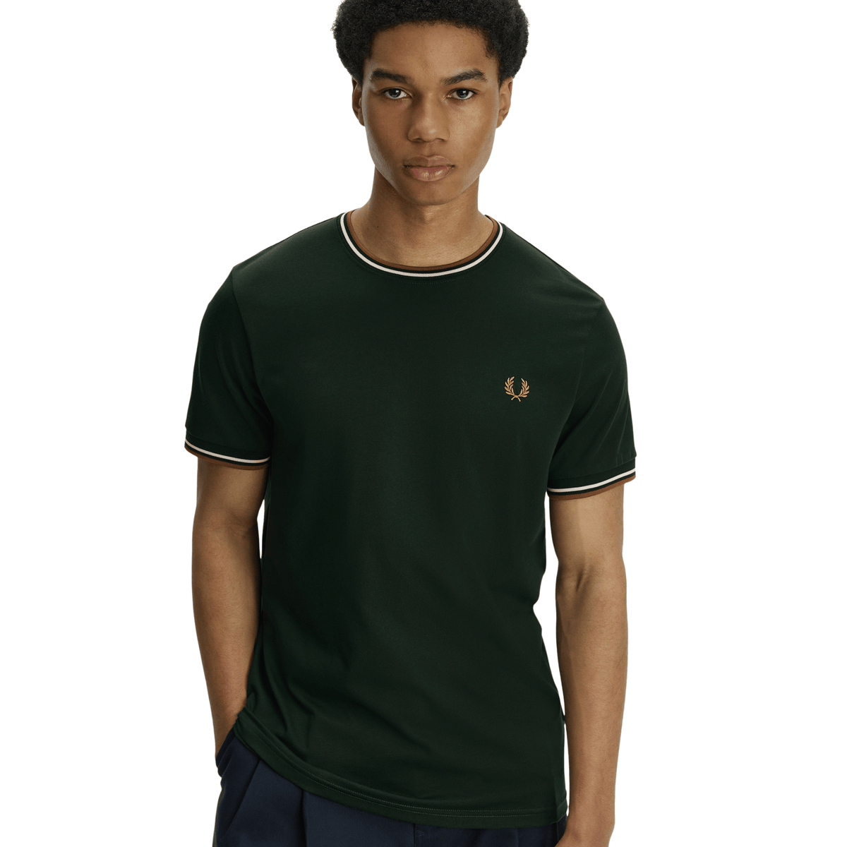 Mens Fred Perry Grassroots/Bronze Twin Tipped S/s T Shirt