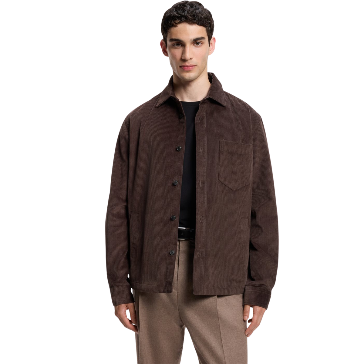 Mens HUGO Brown Overflow Ecord Overshirt