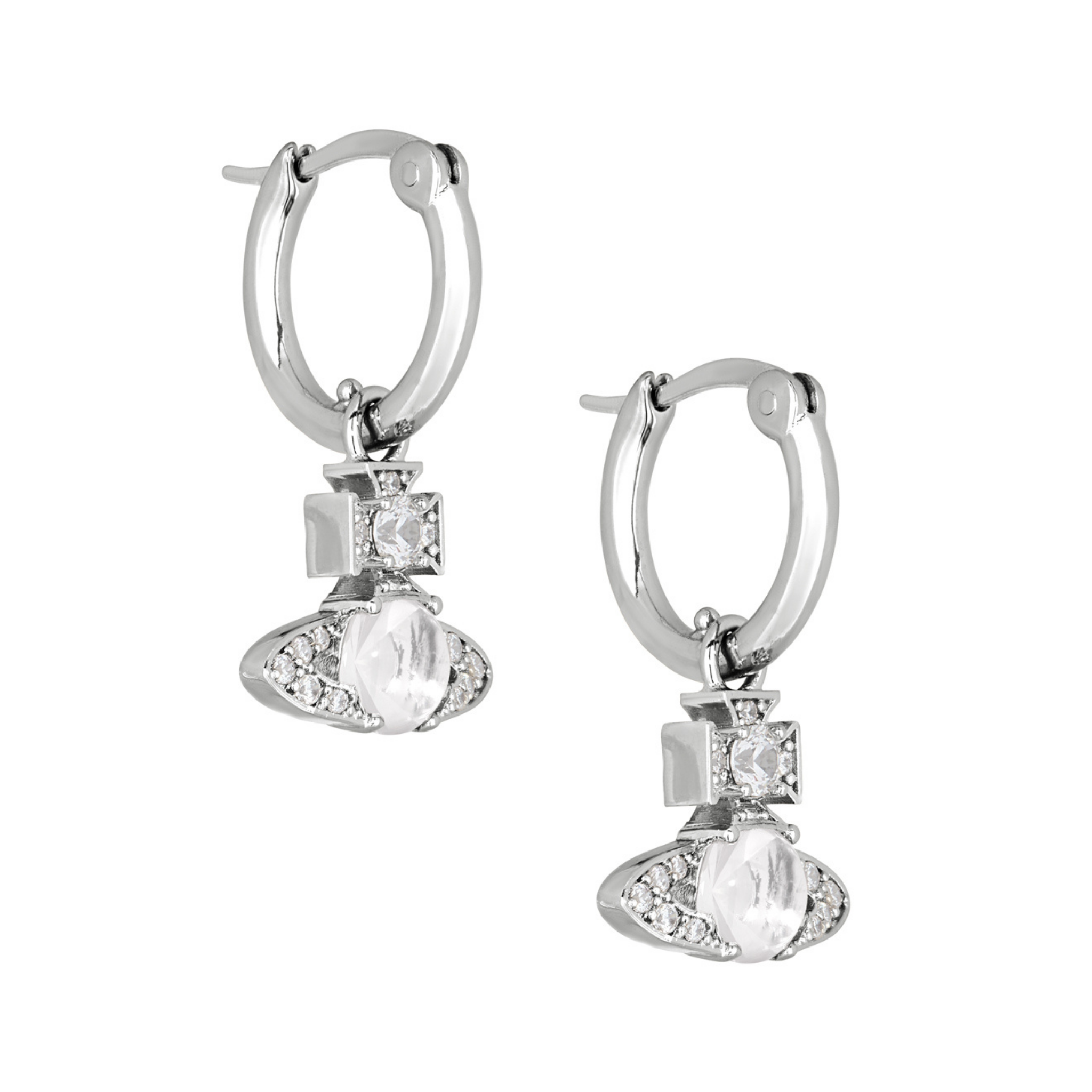 Vivienne Westwood Platinum/White CZ Ondina Hoop Earrings