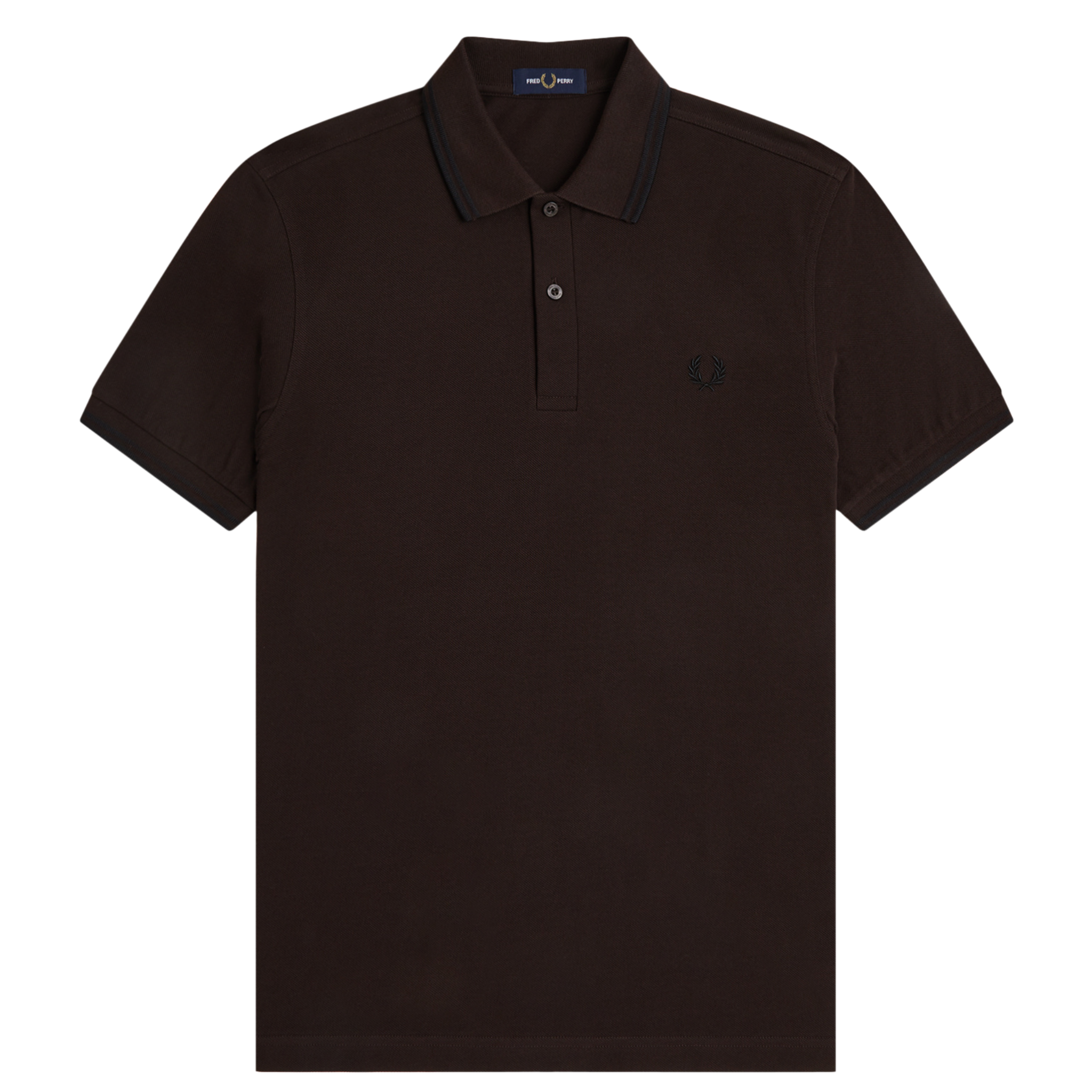 Mens Fred Perry Rich Brown/Black Twin Tipped S/s Polo