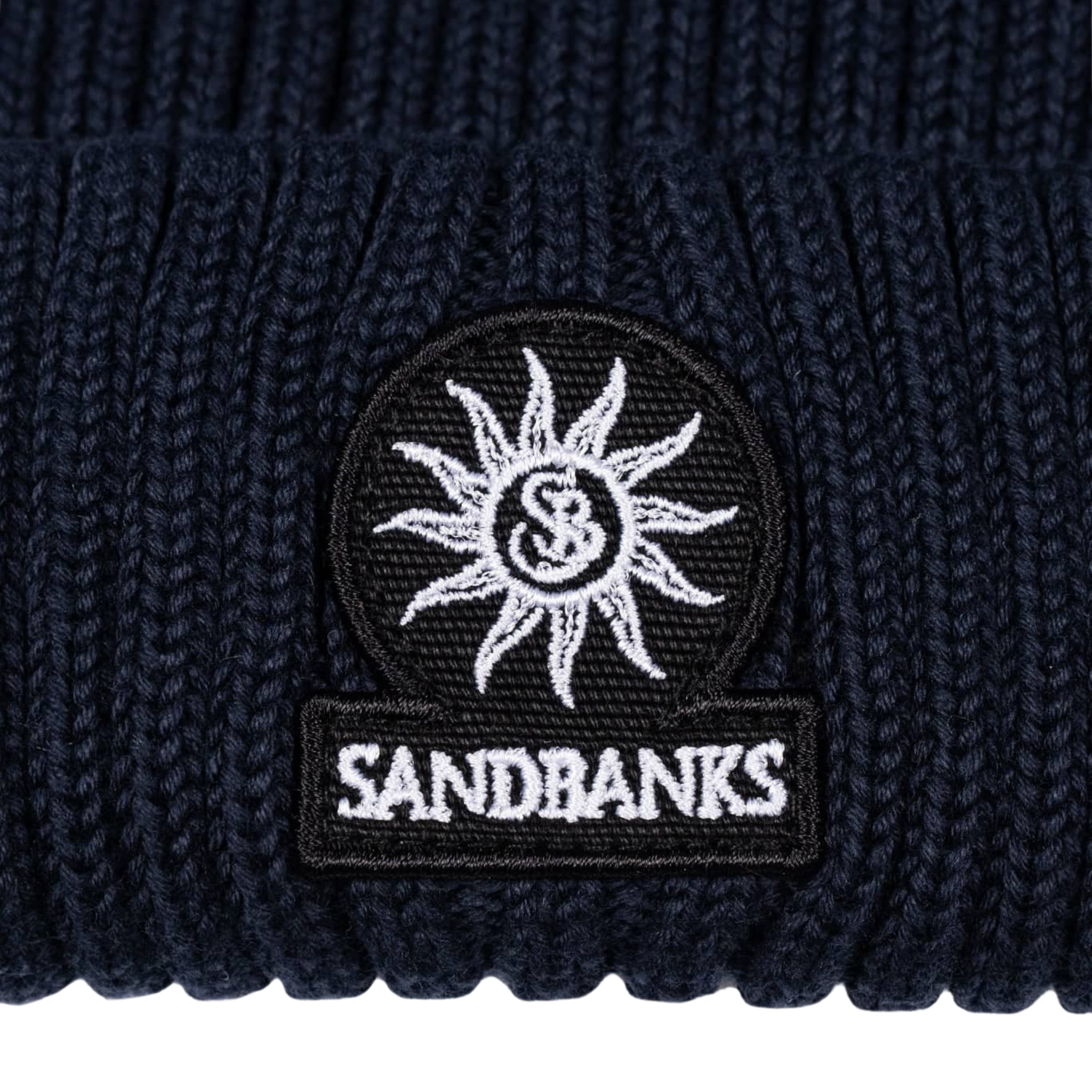 Mens Sandbanks Navy Merino Wool Ribbed Beanie