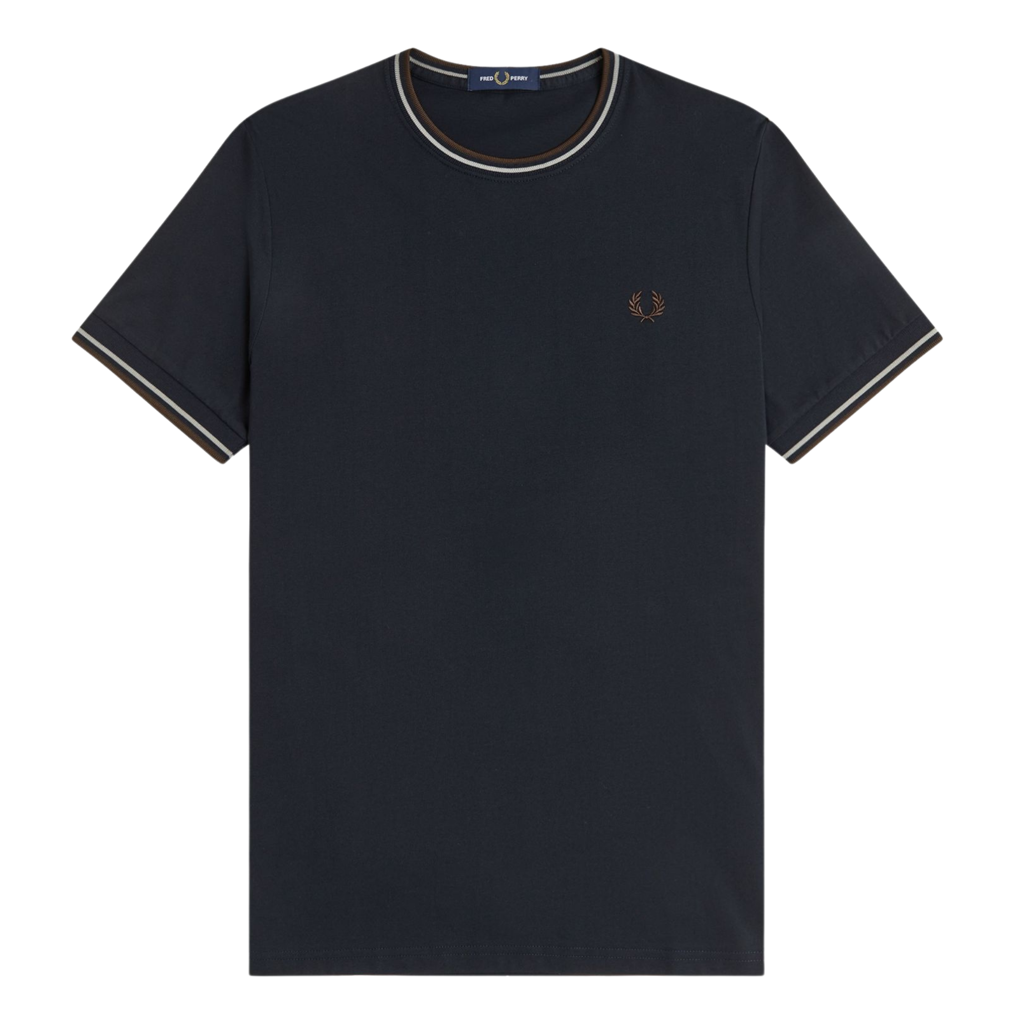 Mens Fred Perry Navy/Warm Oat/Tobacco Twin Tipped S/s T Shirt