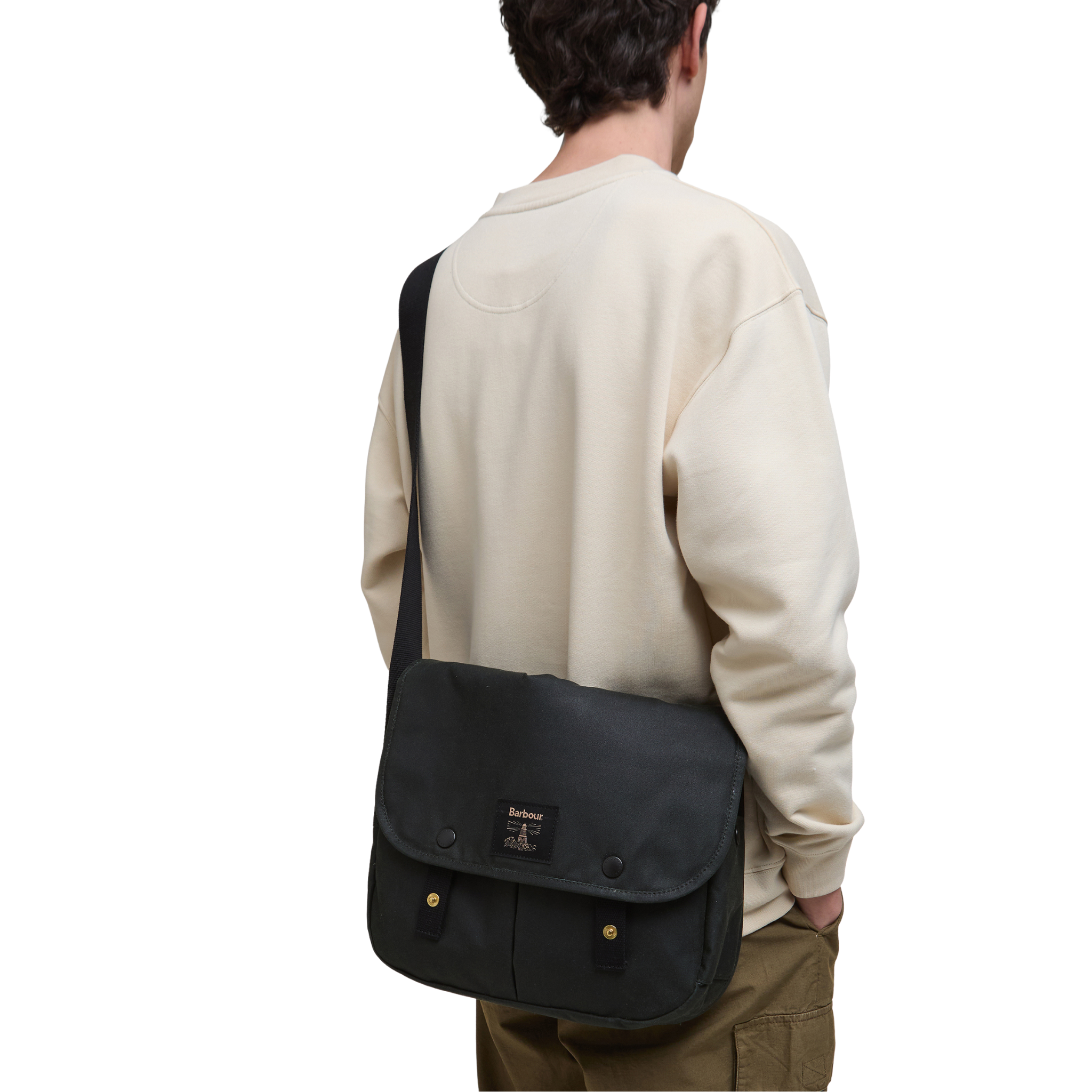 Mens Barbour Sage Field Wax Riever Crossbody Bag