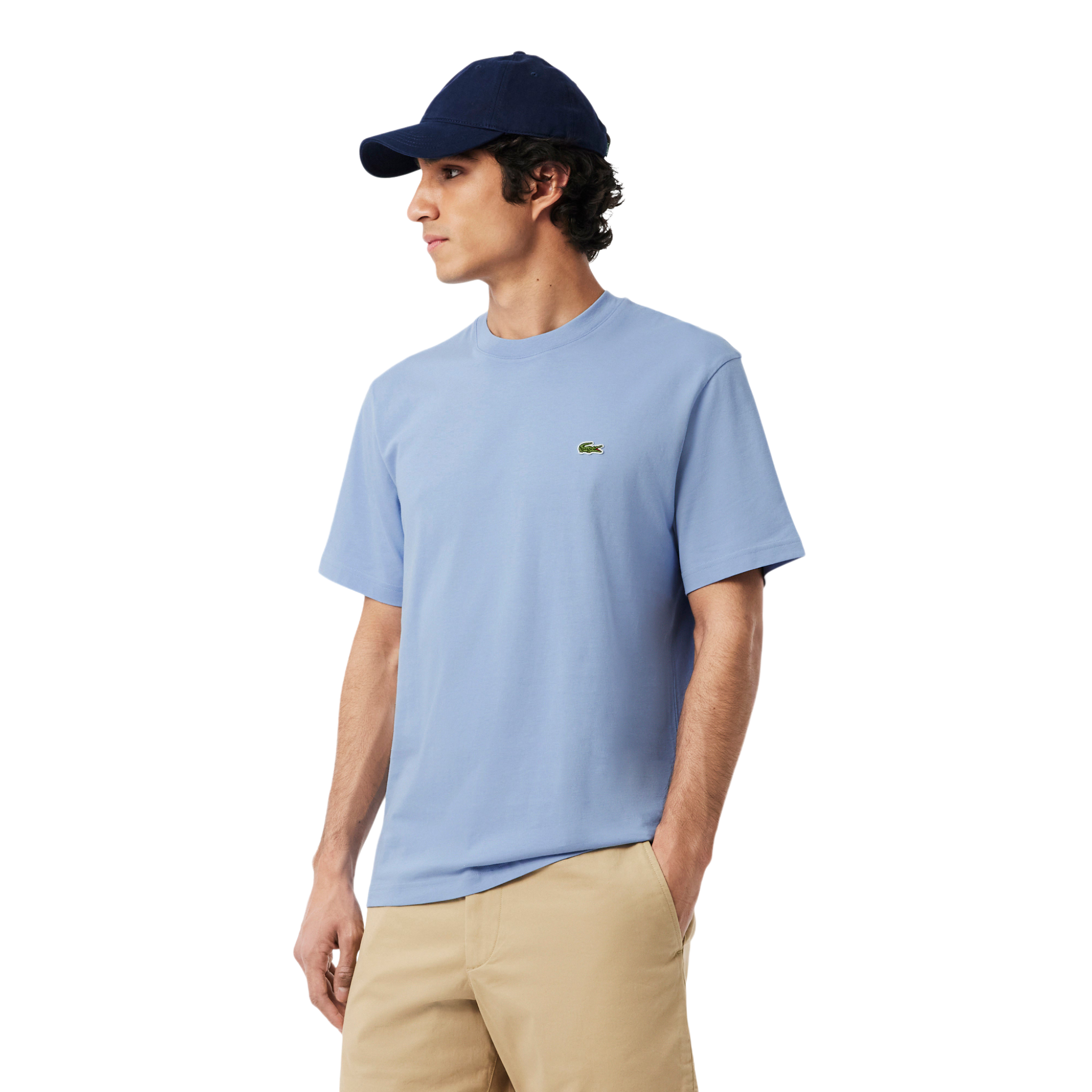 Mens Lacoste Light Blue Branded Cotton S/s T Shirt