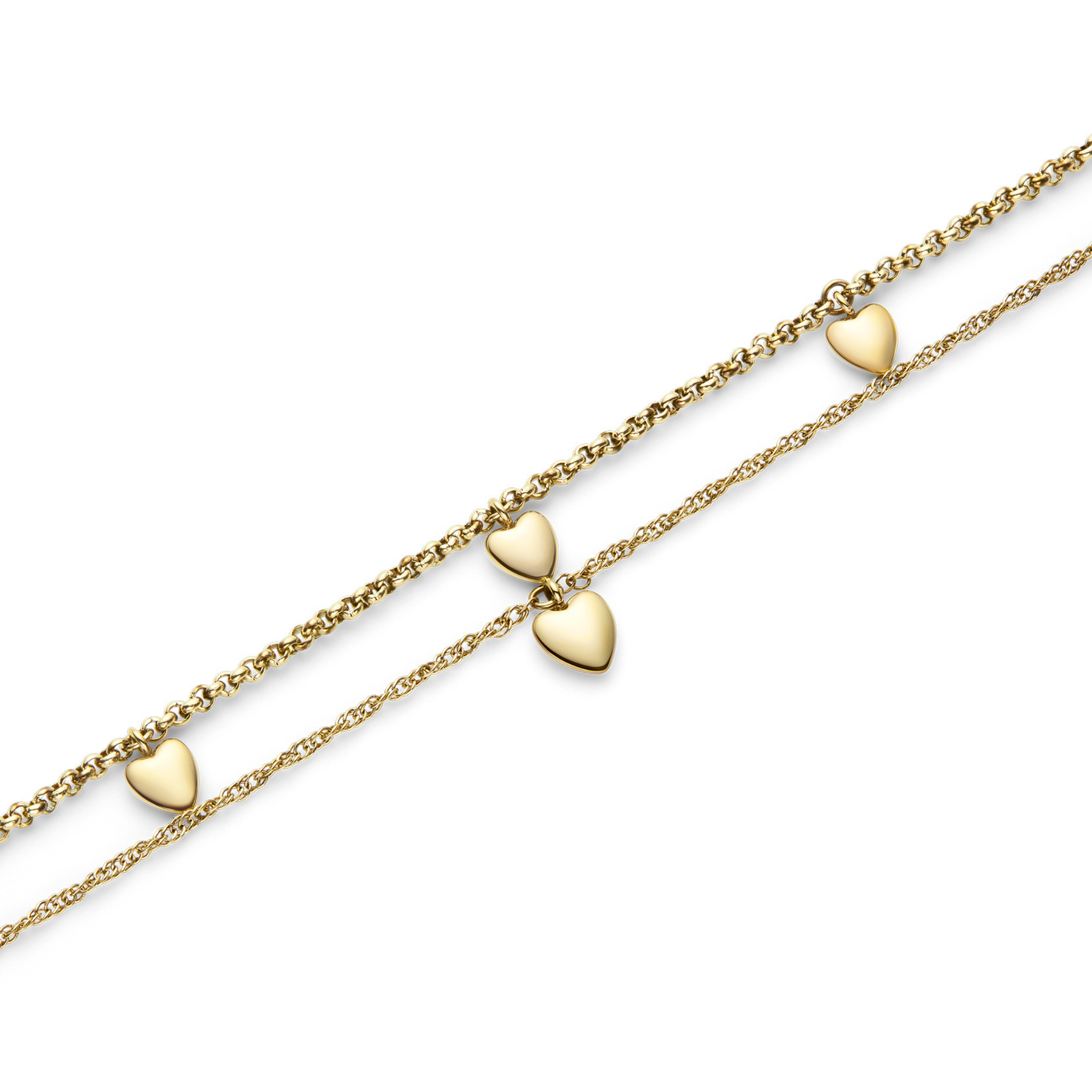 Womens Olivia Burton Gold Mini Hearts Chain Bracelet