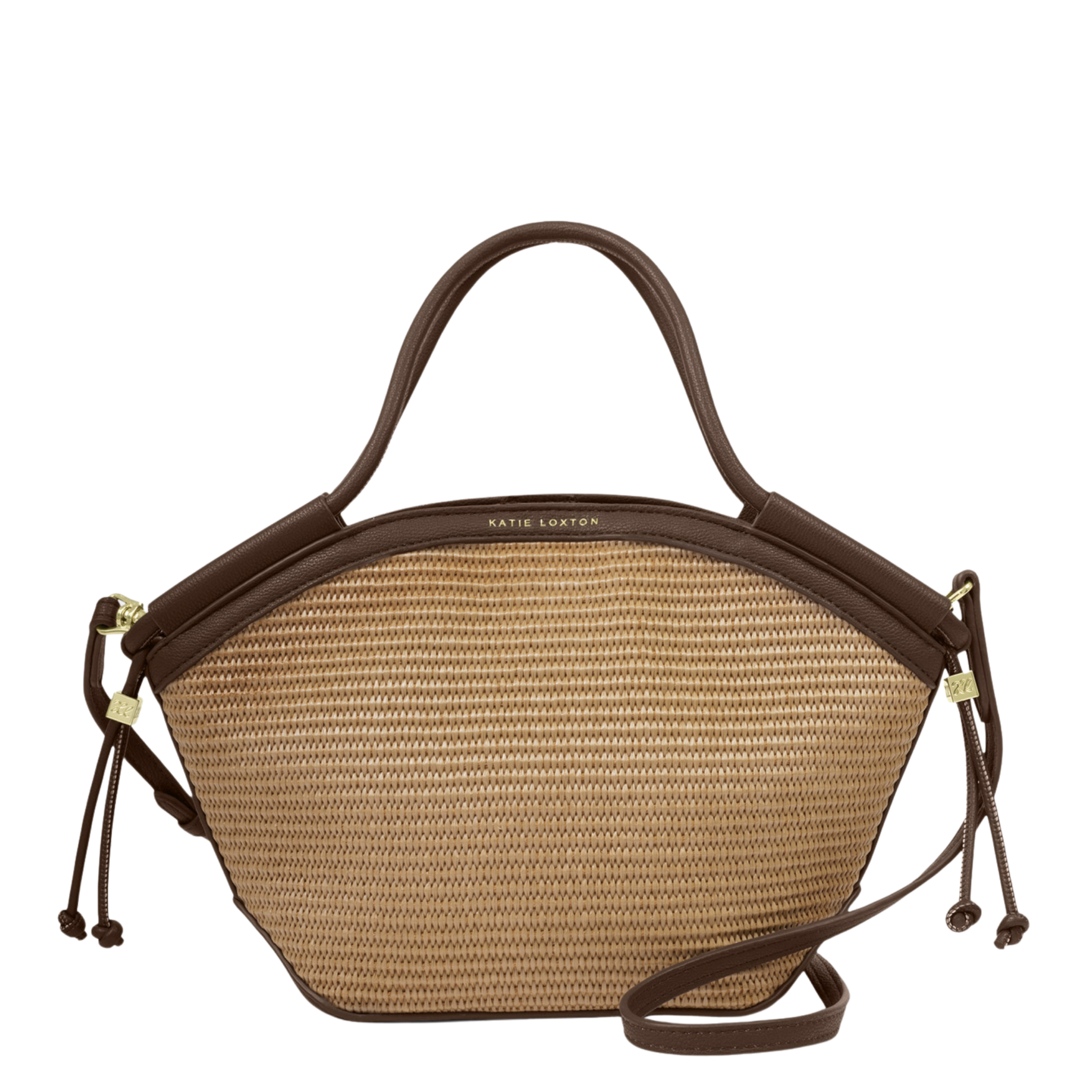 Womens Katie Loxton Natural Raffia/Bitter Choc Florence Mini Tote Bag