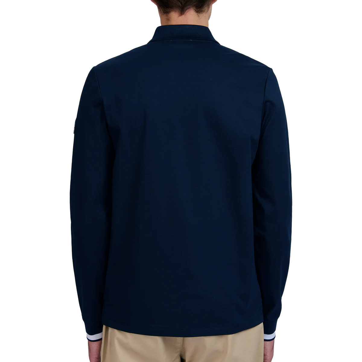 Mens Sandbanks Navy Silicone Zip L/s Polo Shirt
