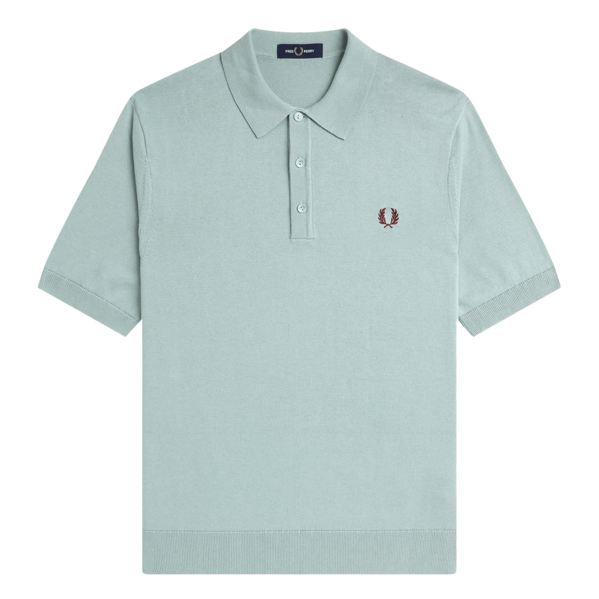Mens Fred Perry Silver Blue Cotton Knitted S/s Polo