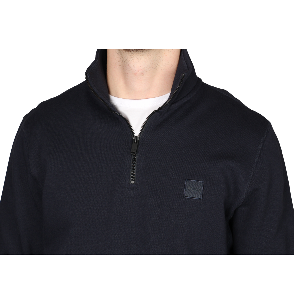Mens BOSS Medium Blue Zetrust Half Zip Sweatshirt
