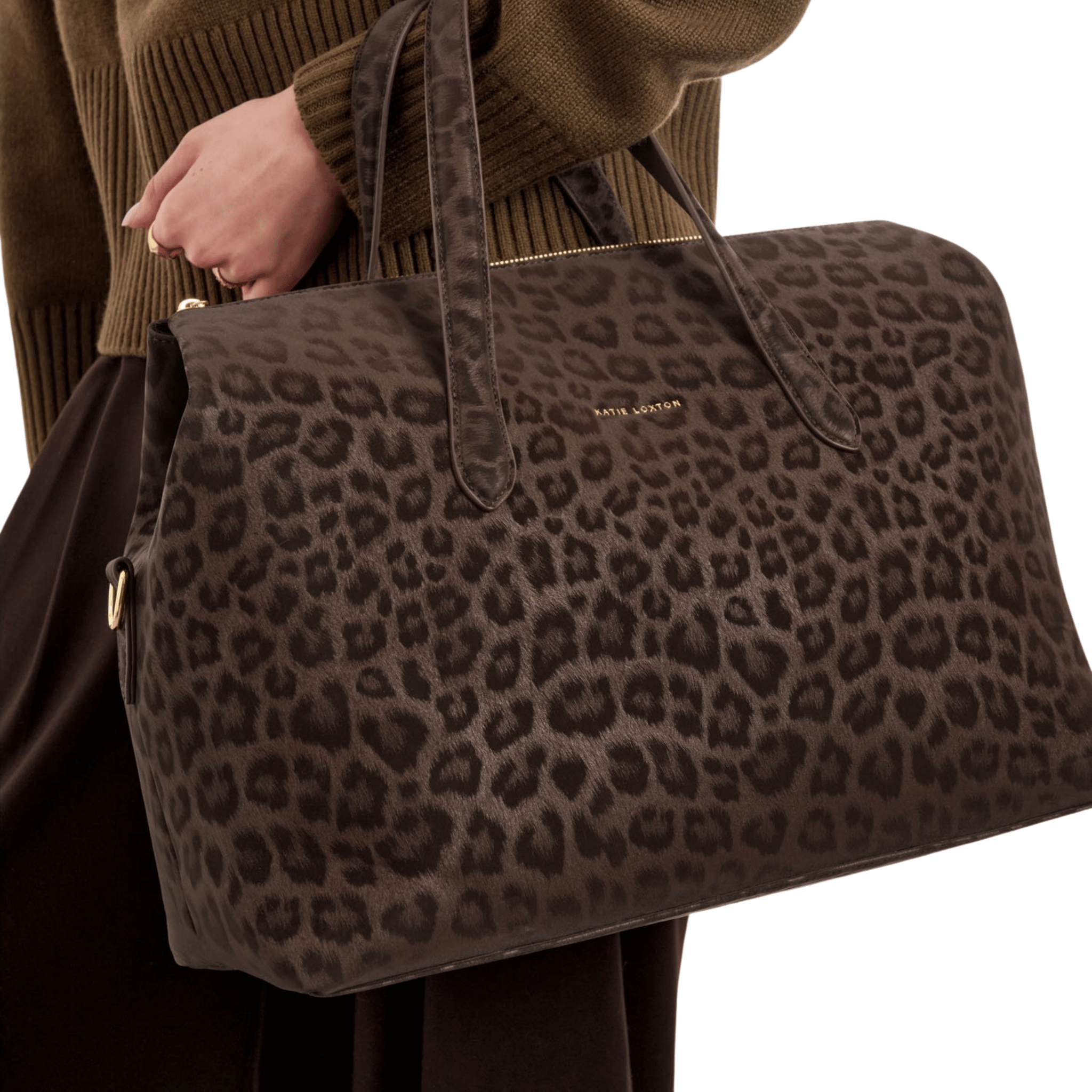 Womens Katie Loxton Chocolate Leopard Milan Cabin Bag