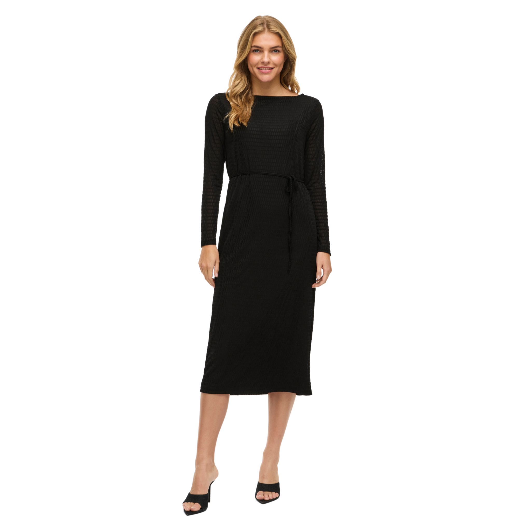 Womens Vila Black Beauty Vilarine Boat Neck Midi Dress