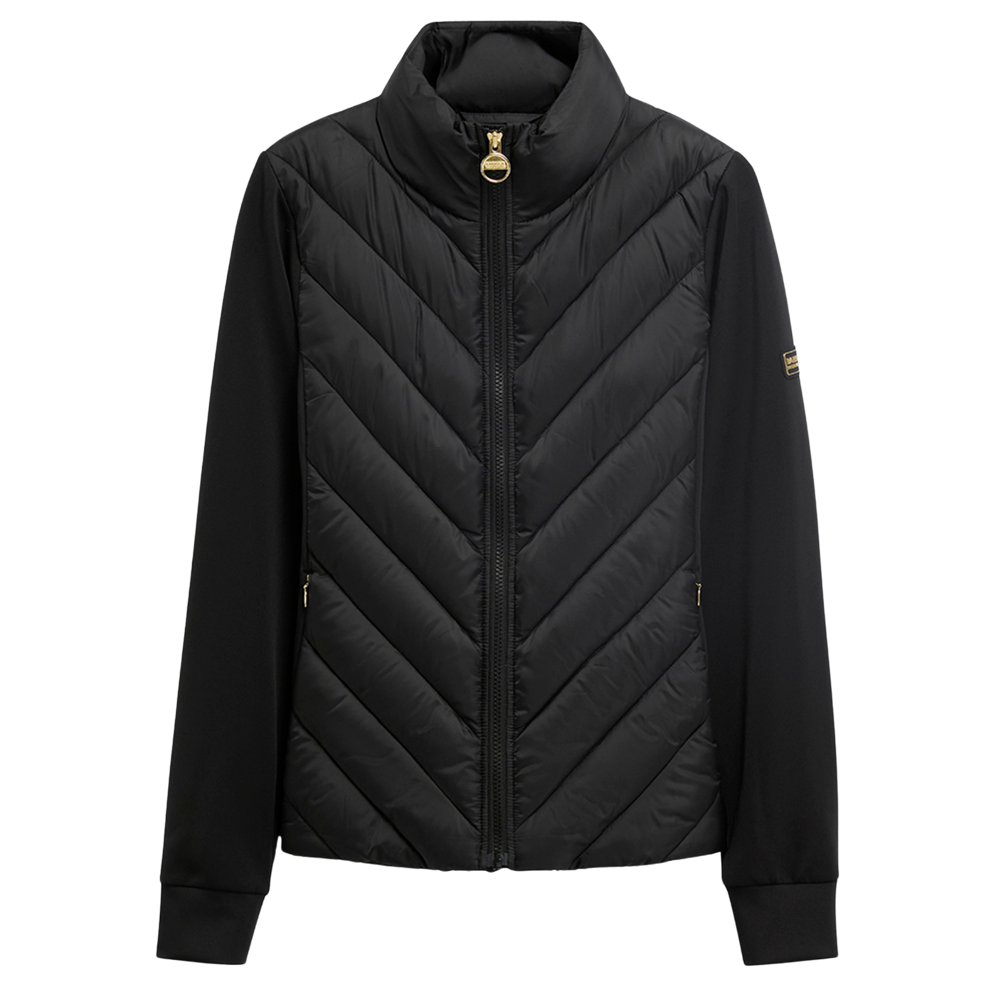 Womens Barbour International Black Luxara Quilted Sweat Jacket
