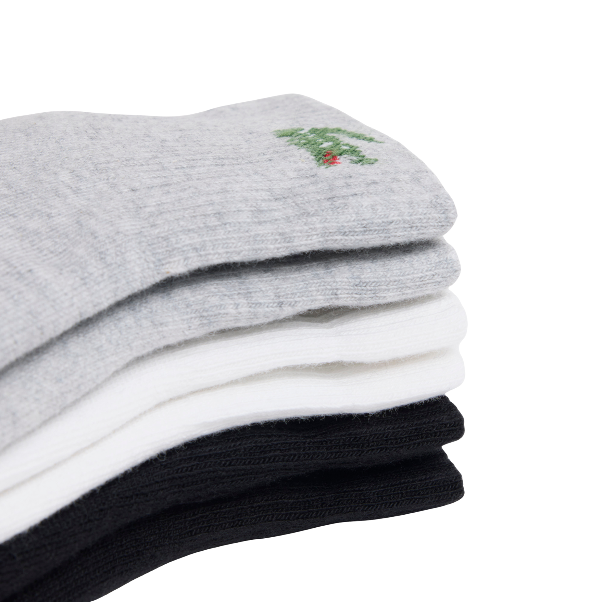 Mens Lacoste Black/Grey/White Croc 3 Pack Trainer Socks