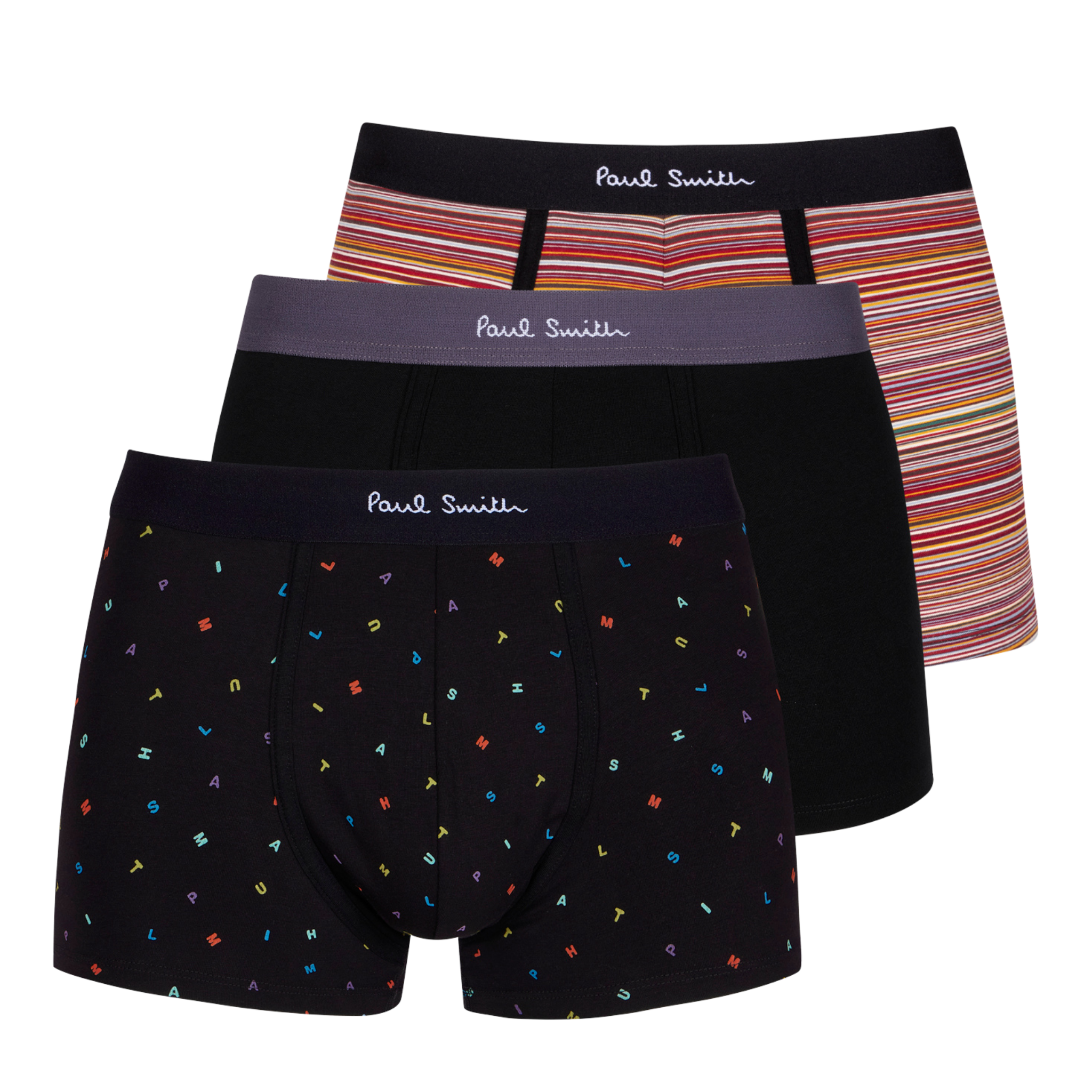 Mens Paul Smith Signature/Black Letters 3PK Trunks