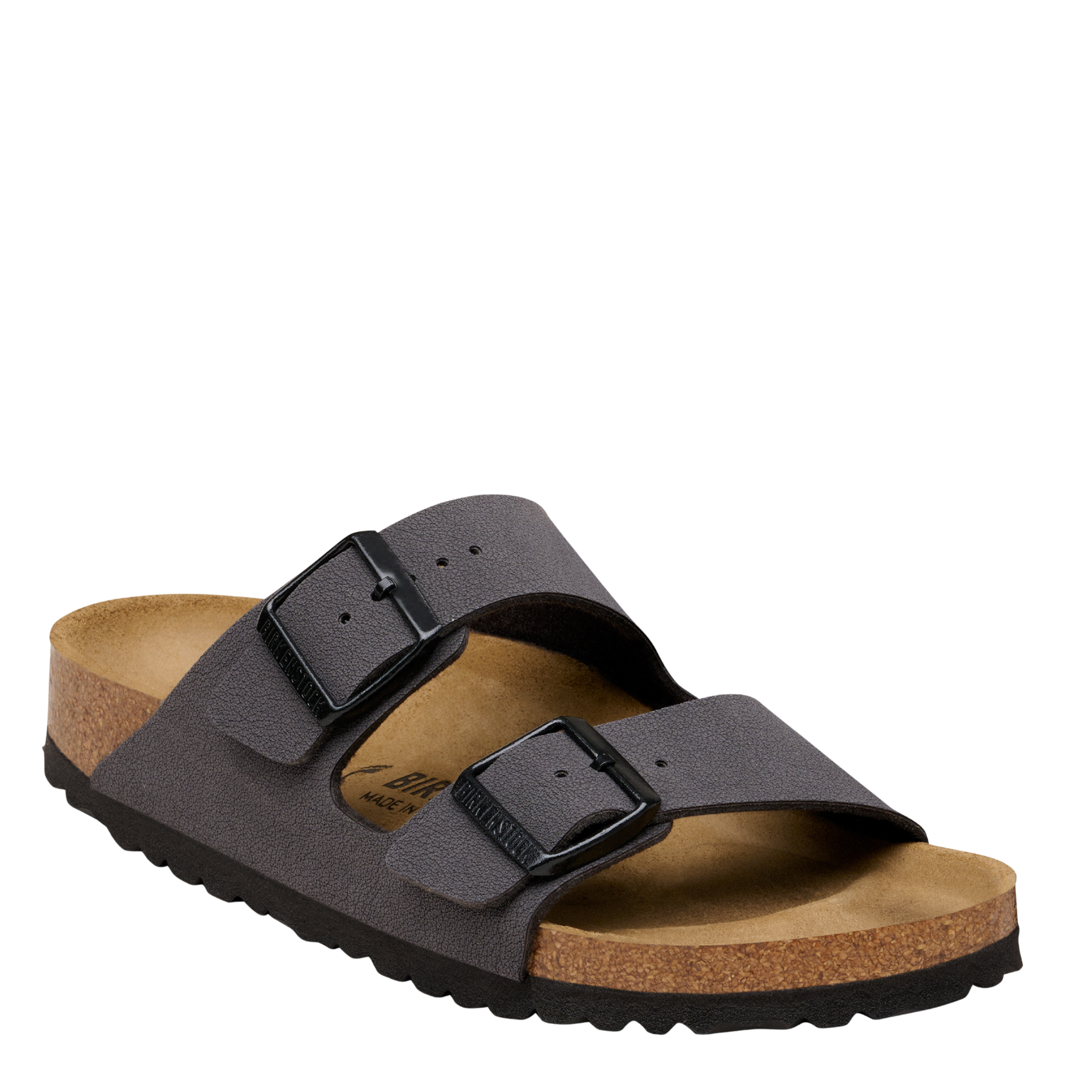 Mens Birkenstock Velvet Gray/Black Arizona Birkibuc Sandals