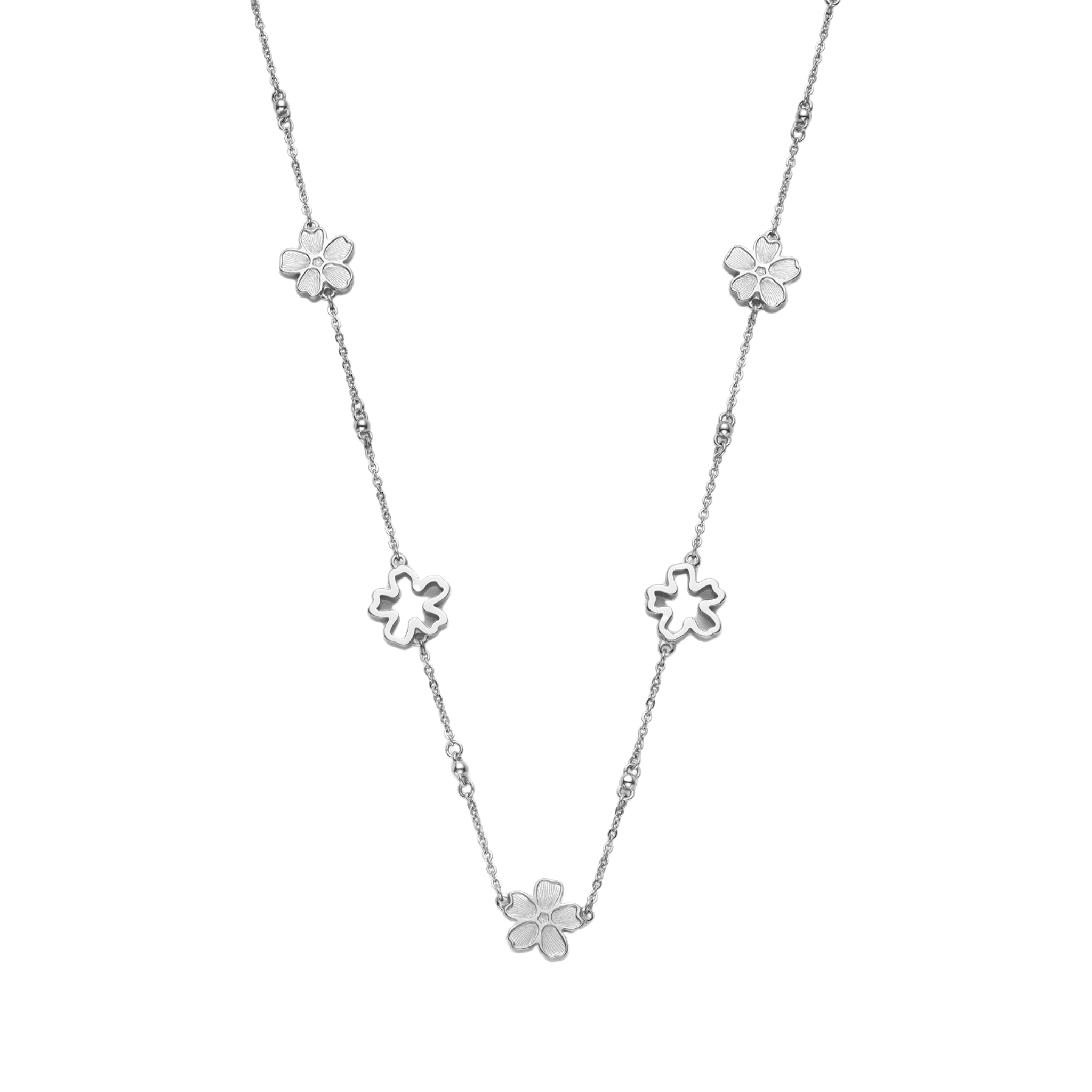 Womens Olivia Burton Silver Floral Forget Me Not Necklace