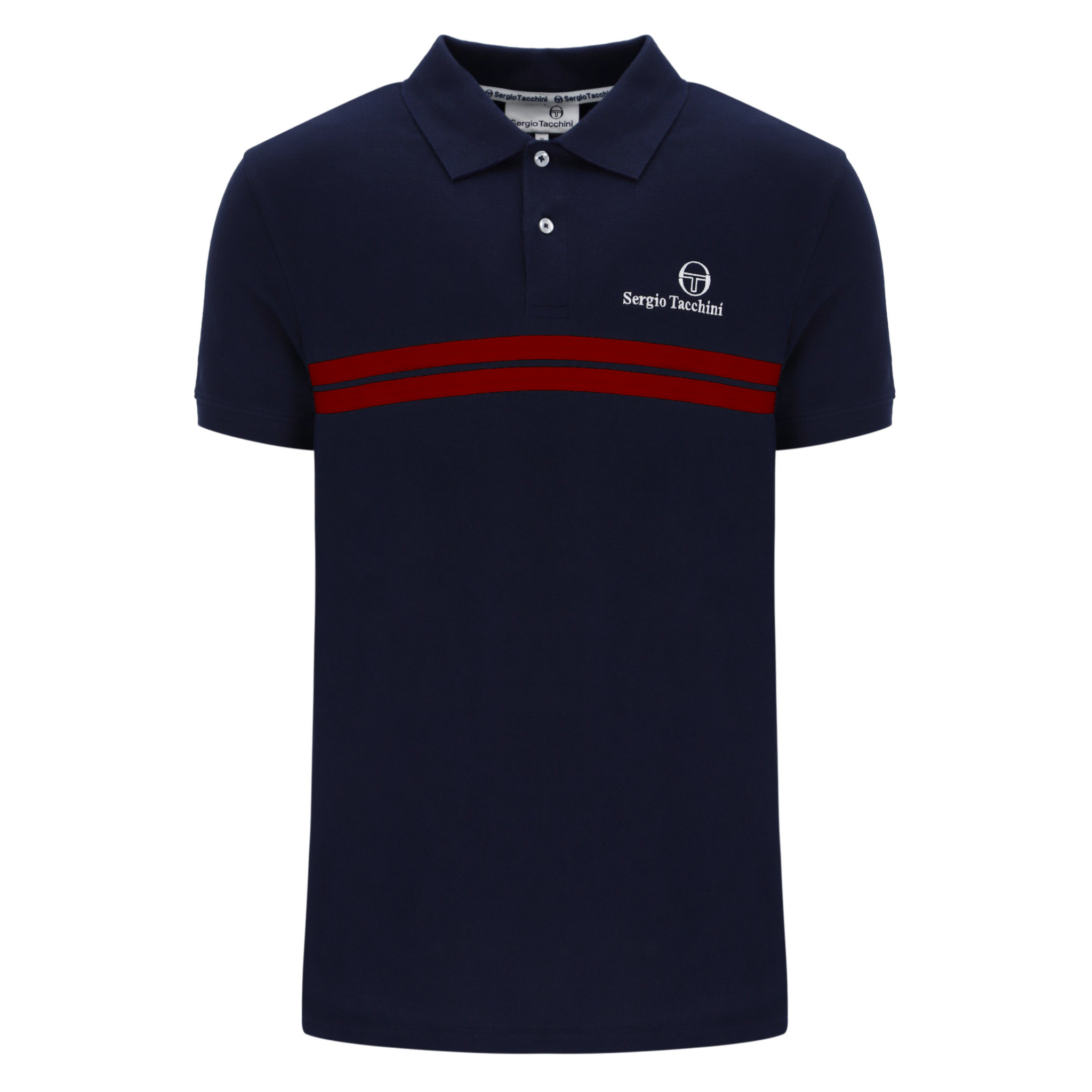 Mens Sergio Tacchini Maritime Blue/Adrenaline Rush New Supermac S/s Polo