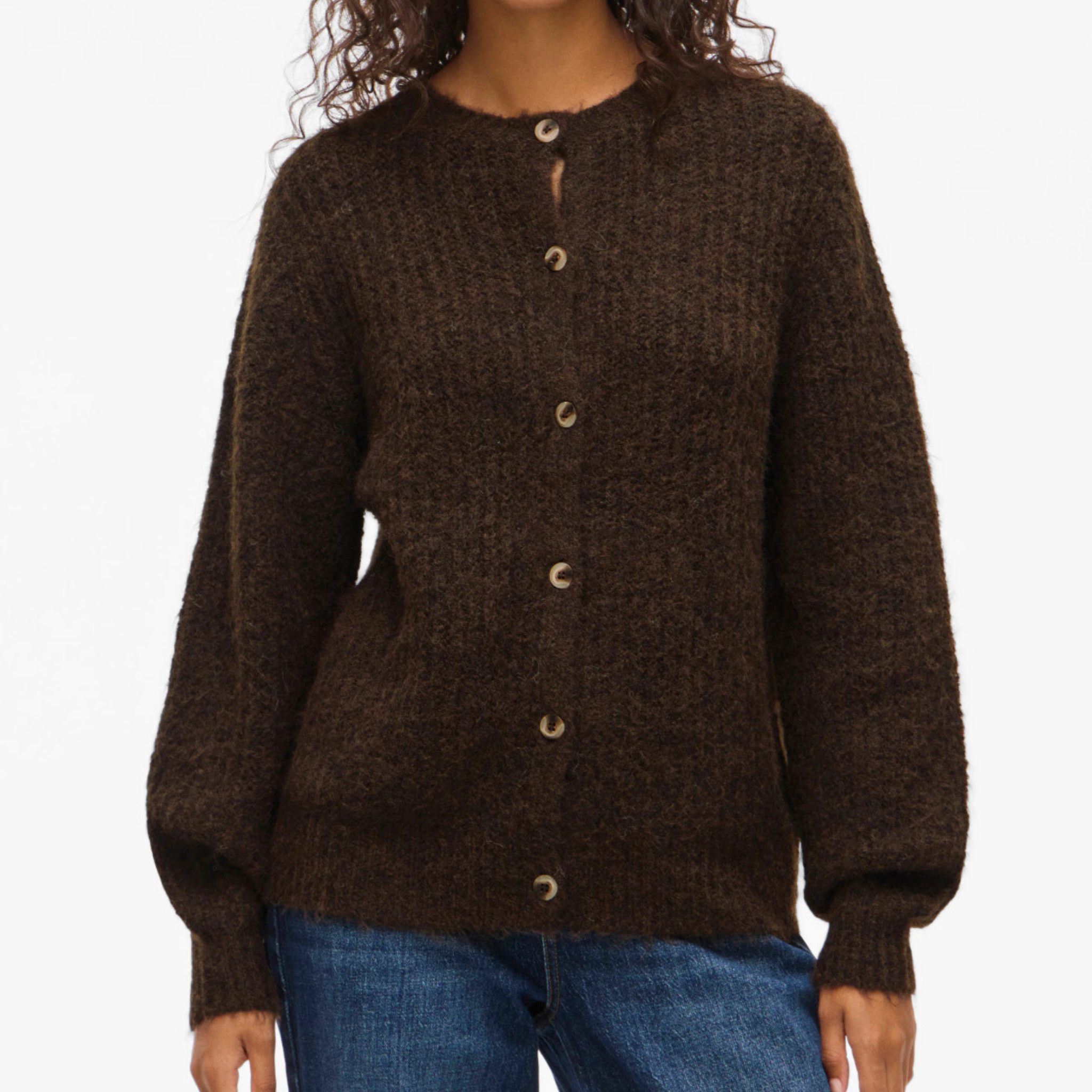 Womens Vila Coffee Bean Vilampe Knit Cardigan