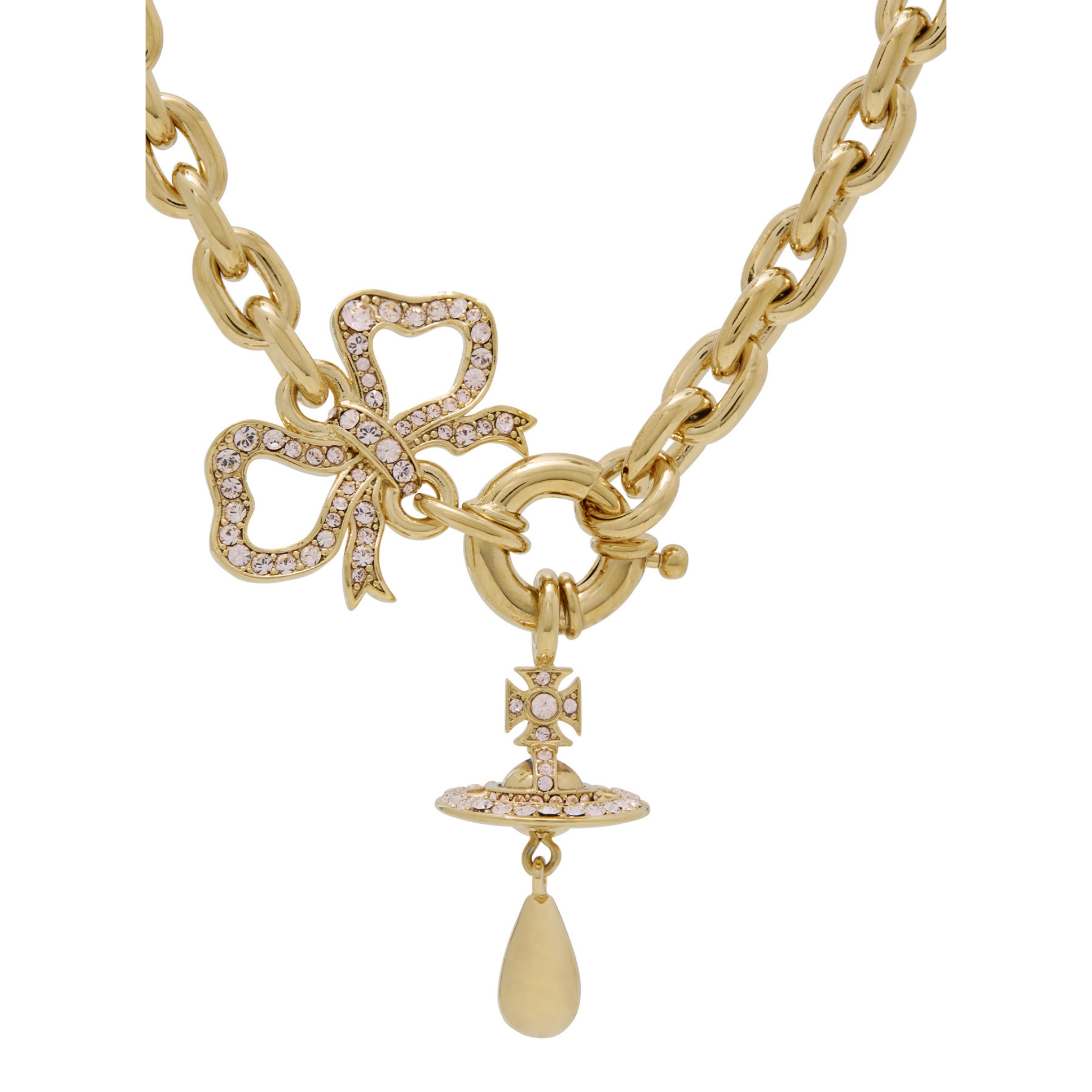 Vivienne Westwood Gold/Silk Crystal Rigoberta Chain Necklace