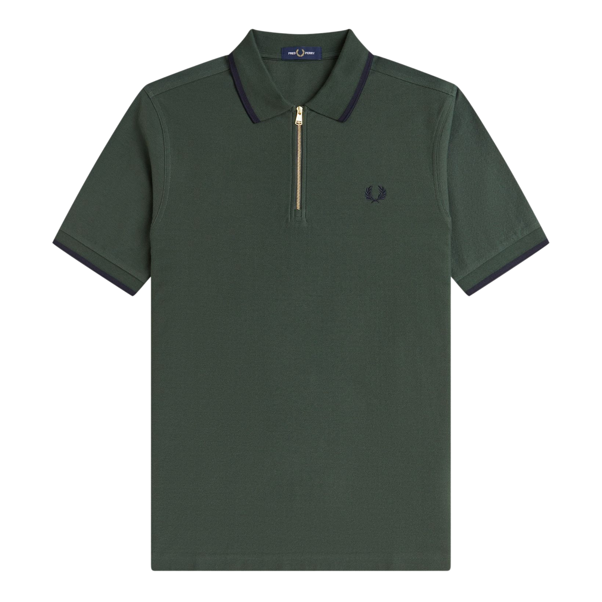 Fred Perry Court Green Crepe Pique Zip Neck S/s Polo | Hurleys