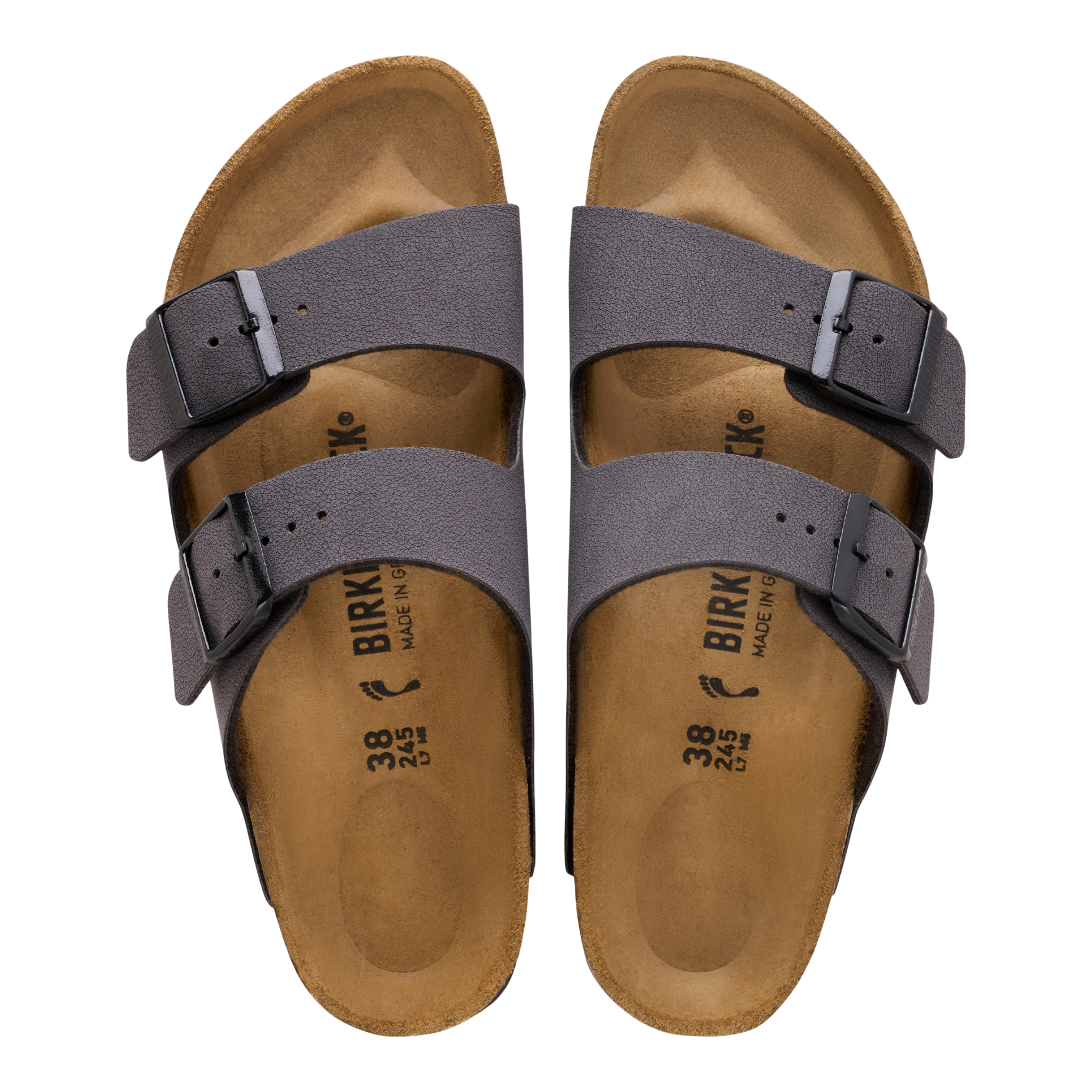 Mens Birkenstock Velvet Gray/Black Arizona Birkibuc Sandals