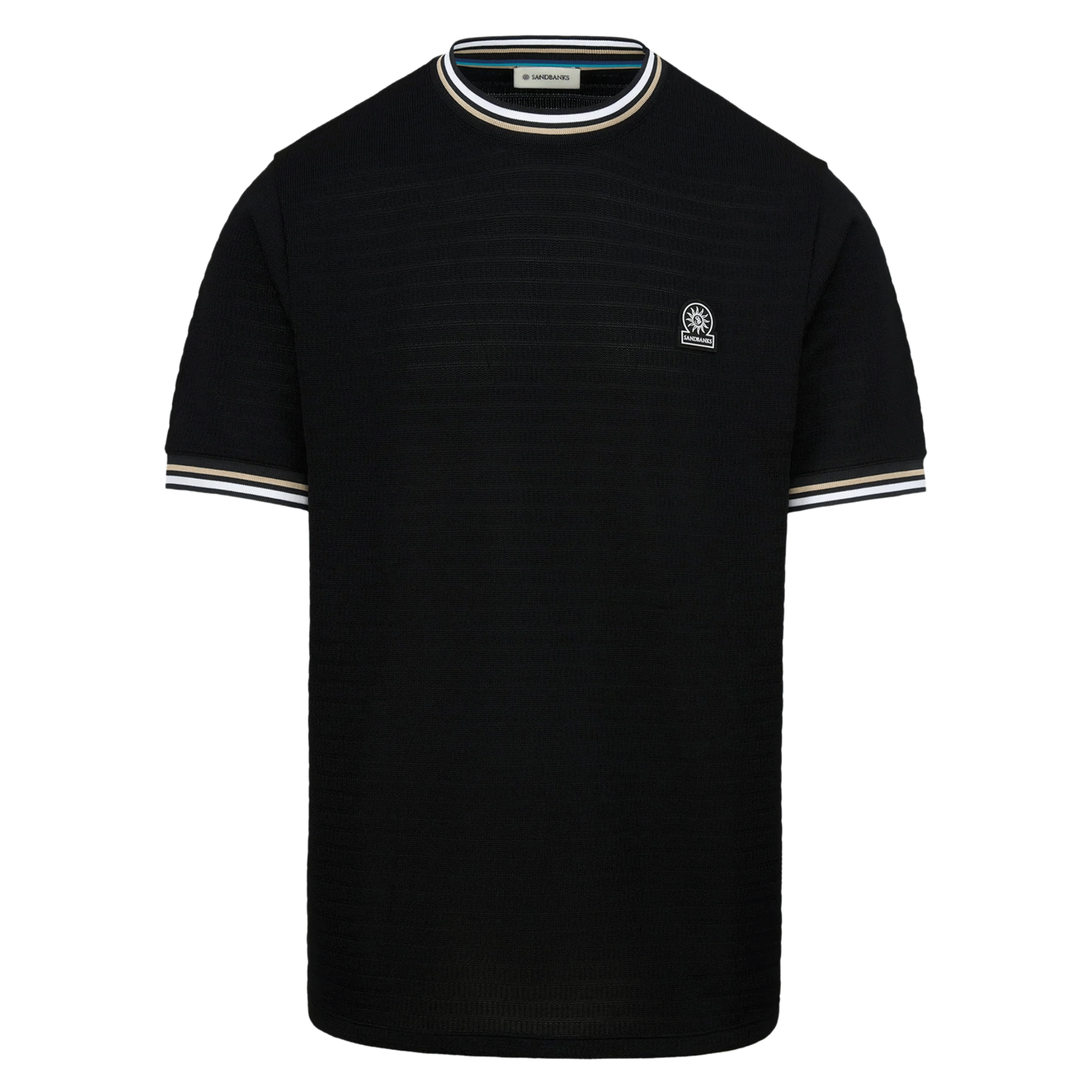 Mens Sandbanks Black Texture Jacquard S/s T Shirt