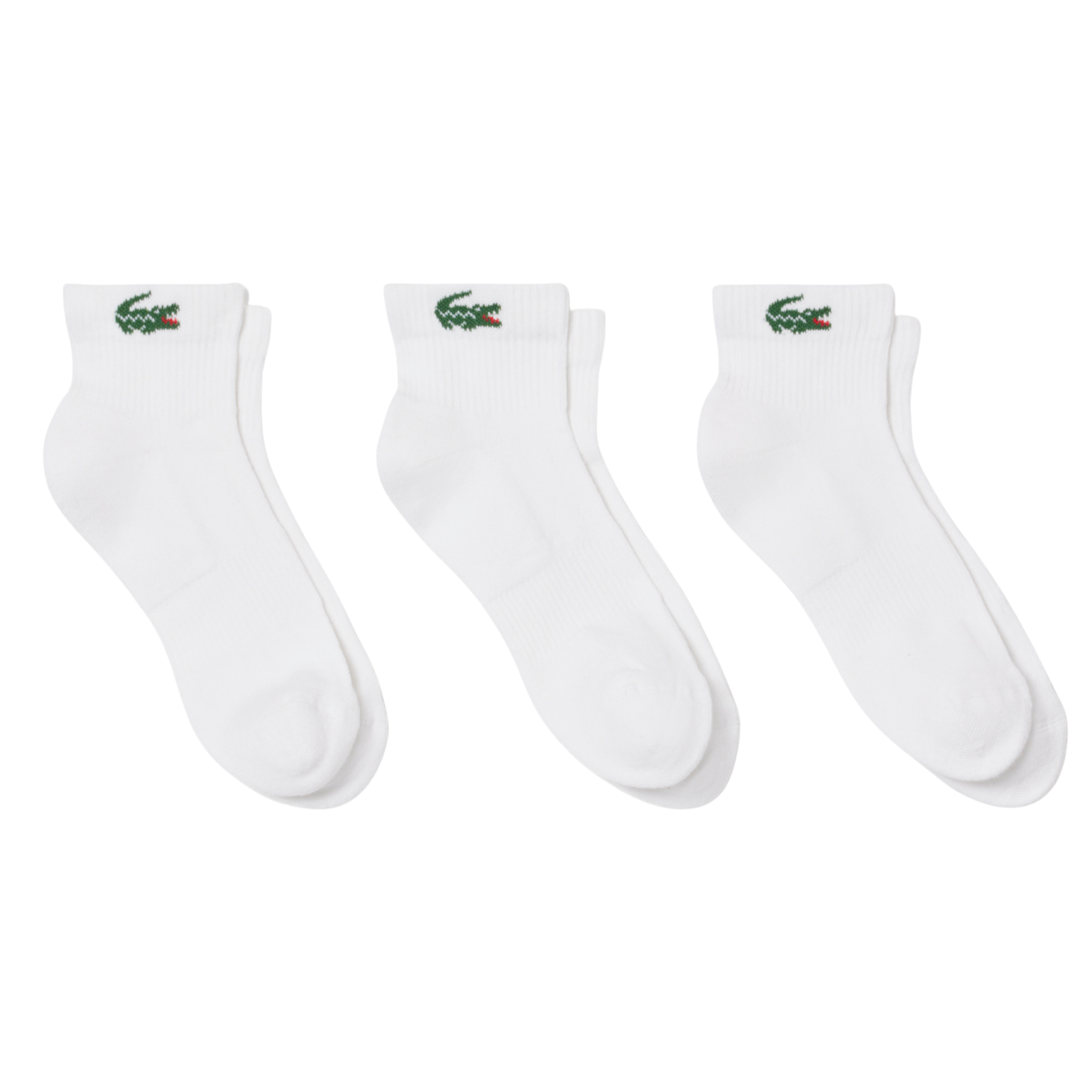 Mens Lacoste White Croc 3 Pack Trainer Socks