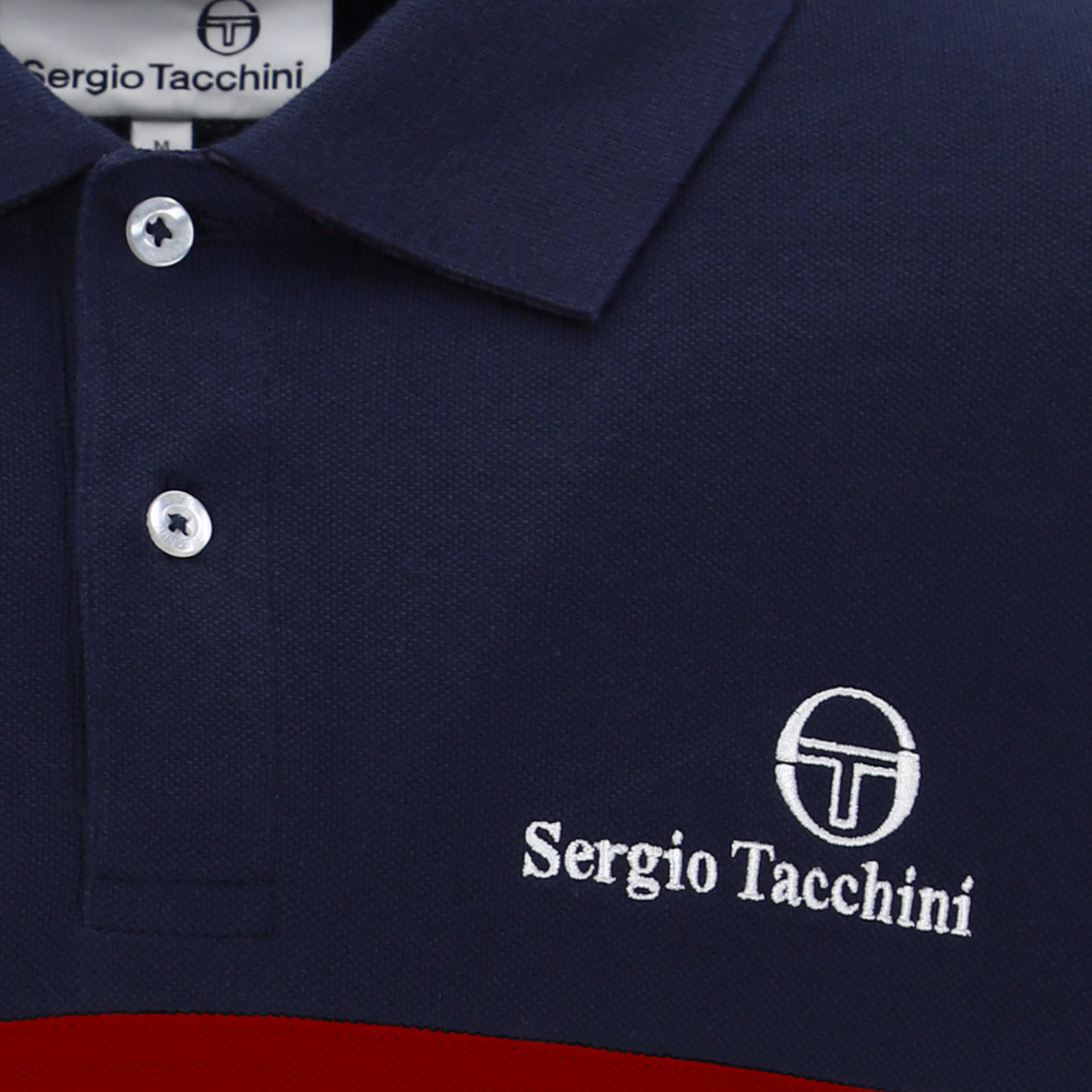 Mens Sergio Tacchini Maritime Blue/Adrenaline Rush New Supermac S/s Polo
