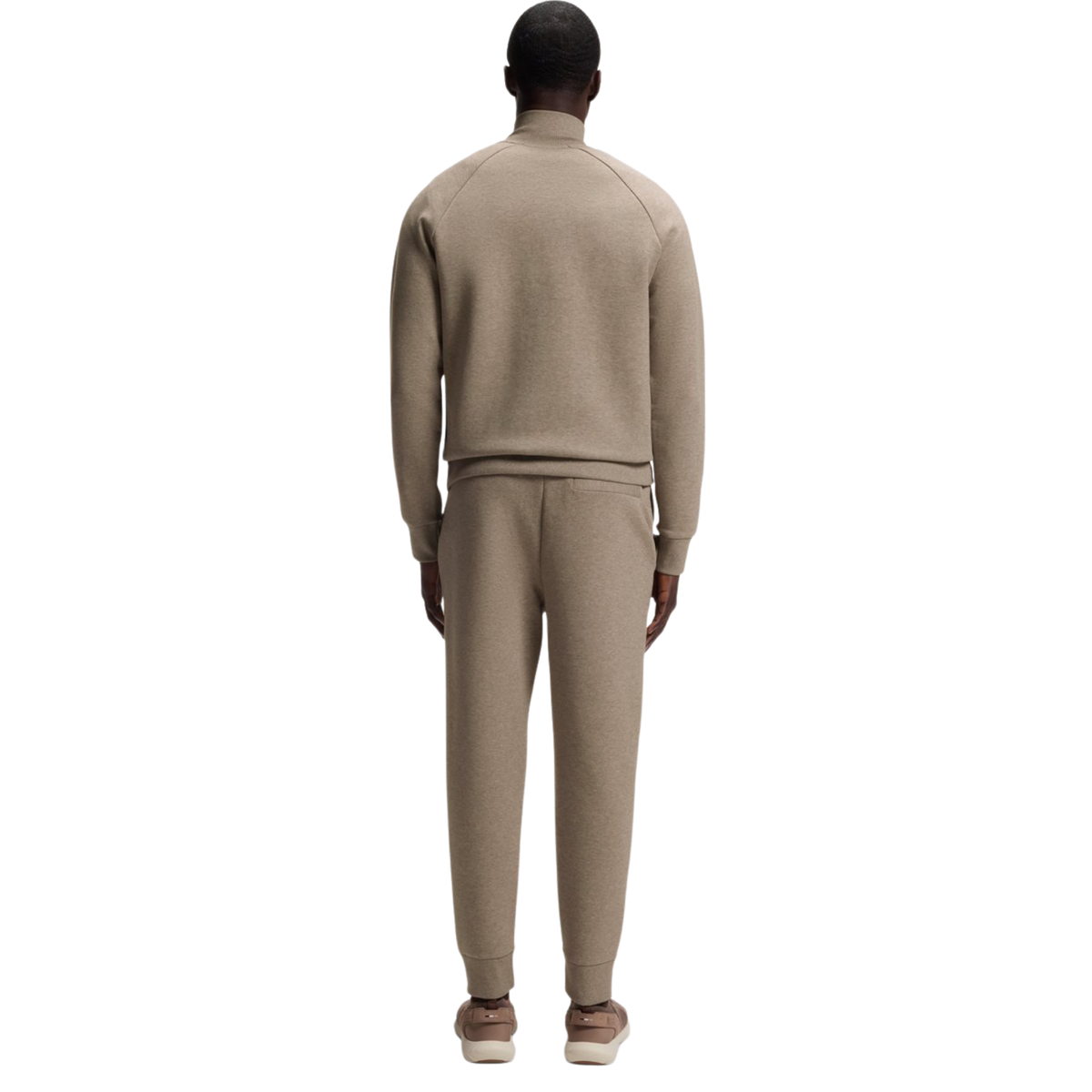 Mens BOSS Pastel Brown Half Zip Sweatshirt