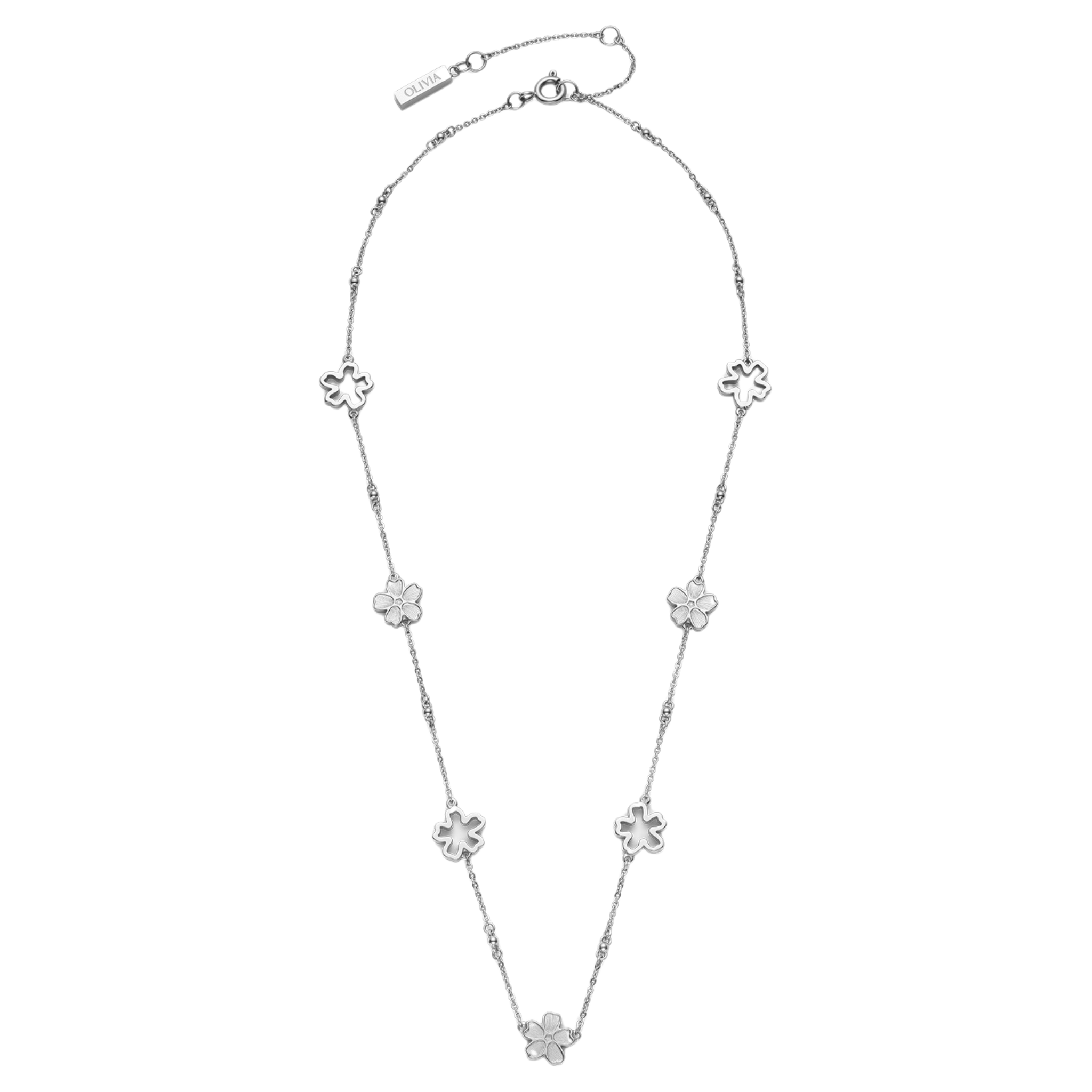 Womens Olivia Burton Silver Floral Forget Me Not Necklace