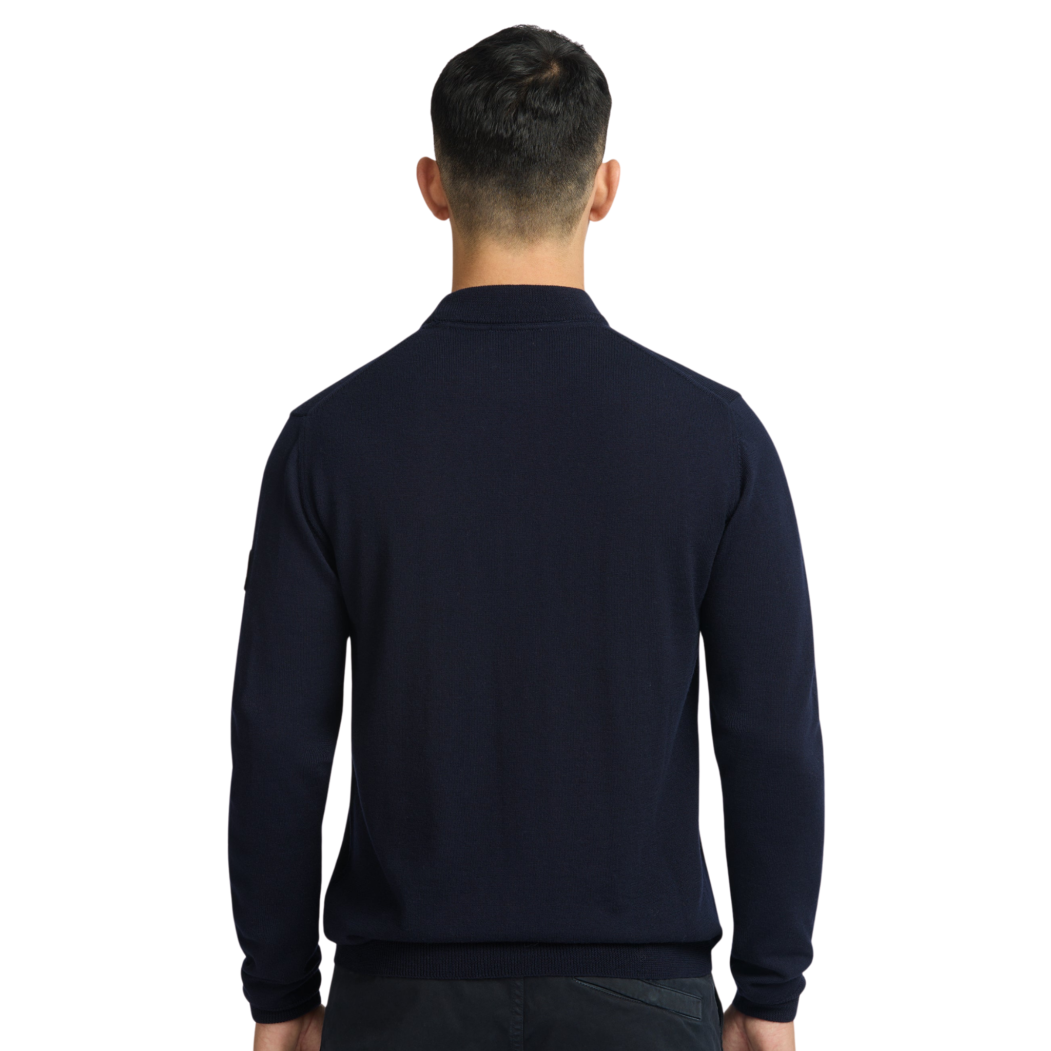 Mens Sandbanks Navy Merino Turtle Neck Jumper