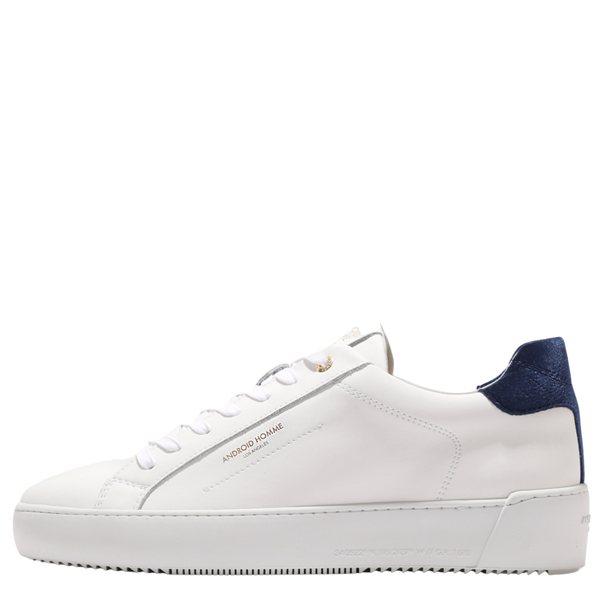 Mens Android Homme White/Navy Zuma Diamond Velvet Quilt Trainers