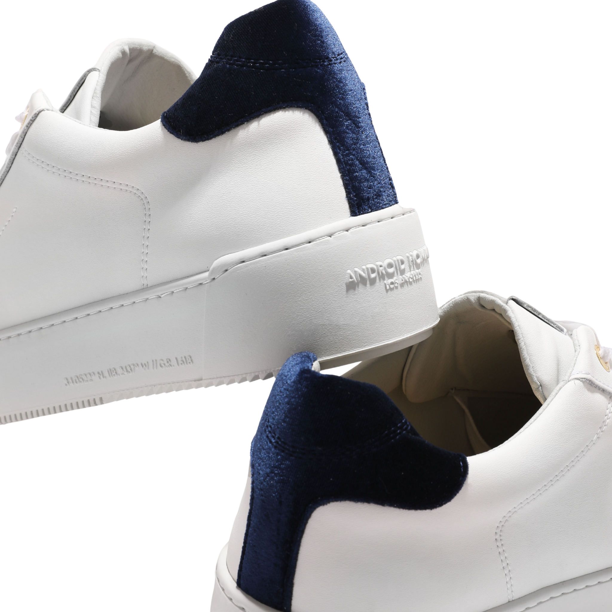 Mens Android Homme White/Navy Zuma Diamond Velvet Quilt Trainers