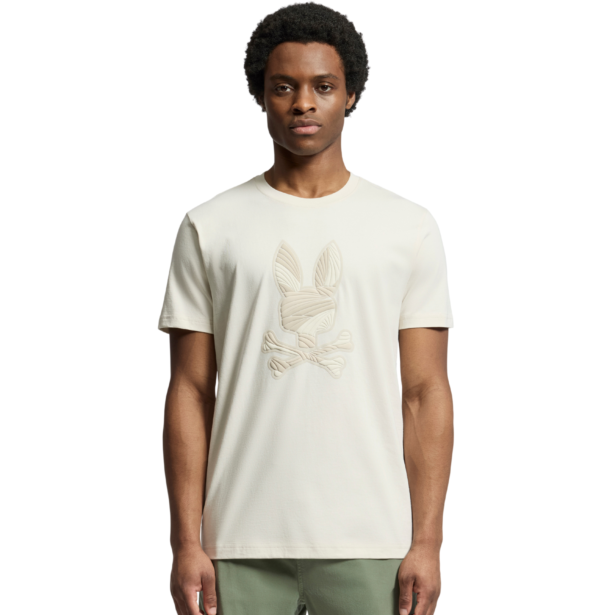 Mens Psycho Bunny Natural Linen Baxter Embroidered Graphic S/s T Shirt
