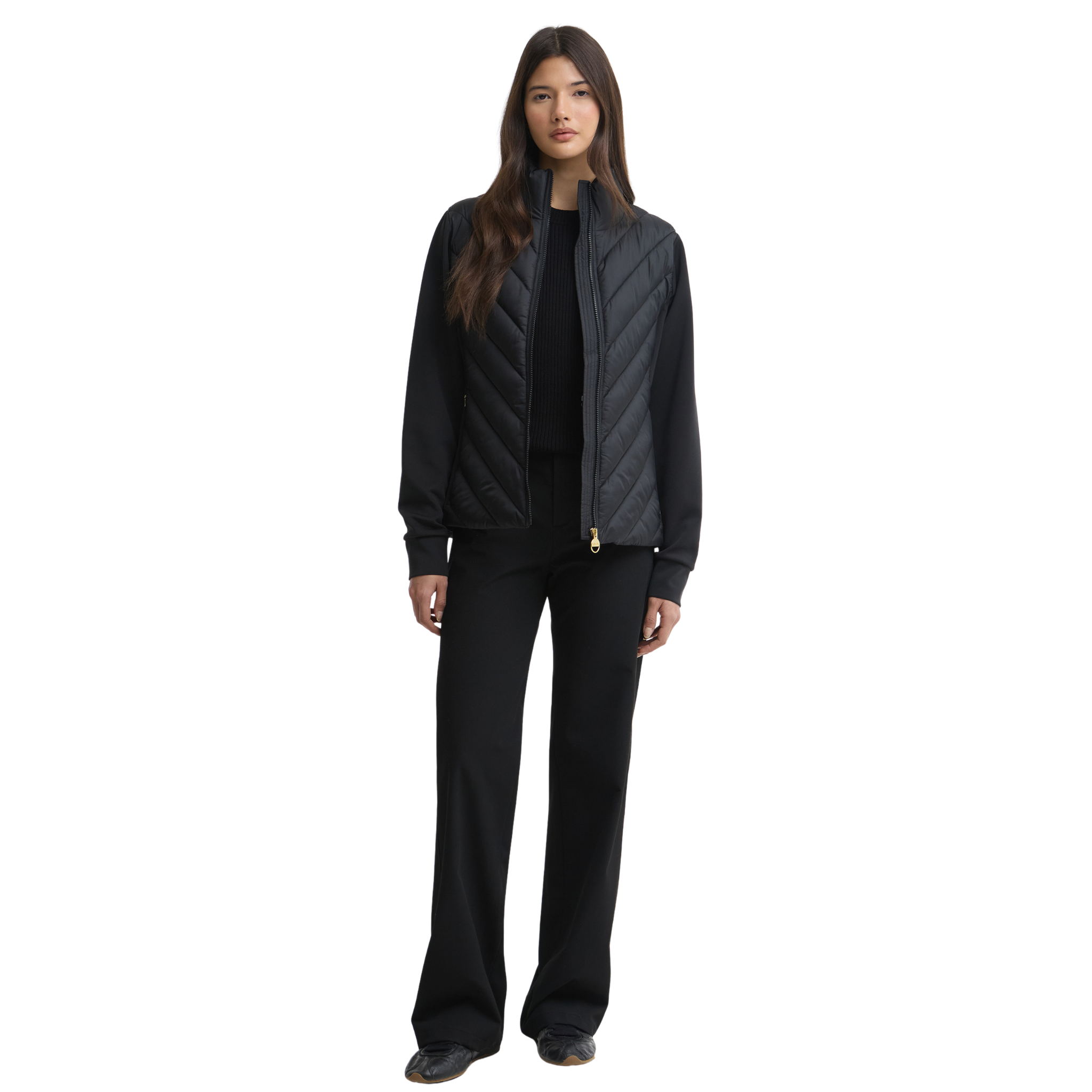 Womens Barbour International Black Luxara Quilted Sweat Jacket