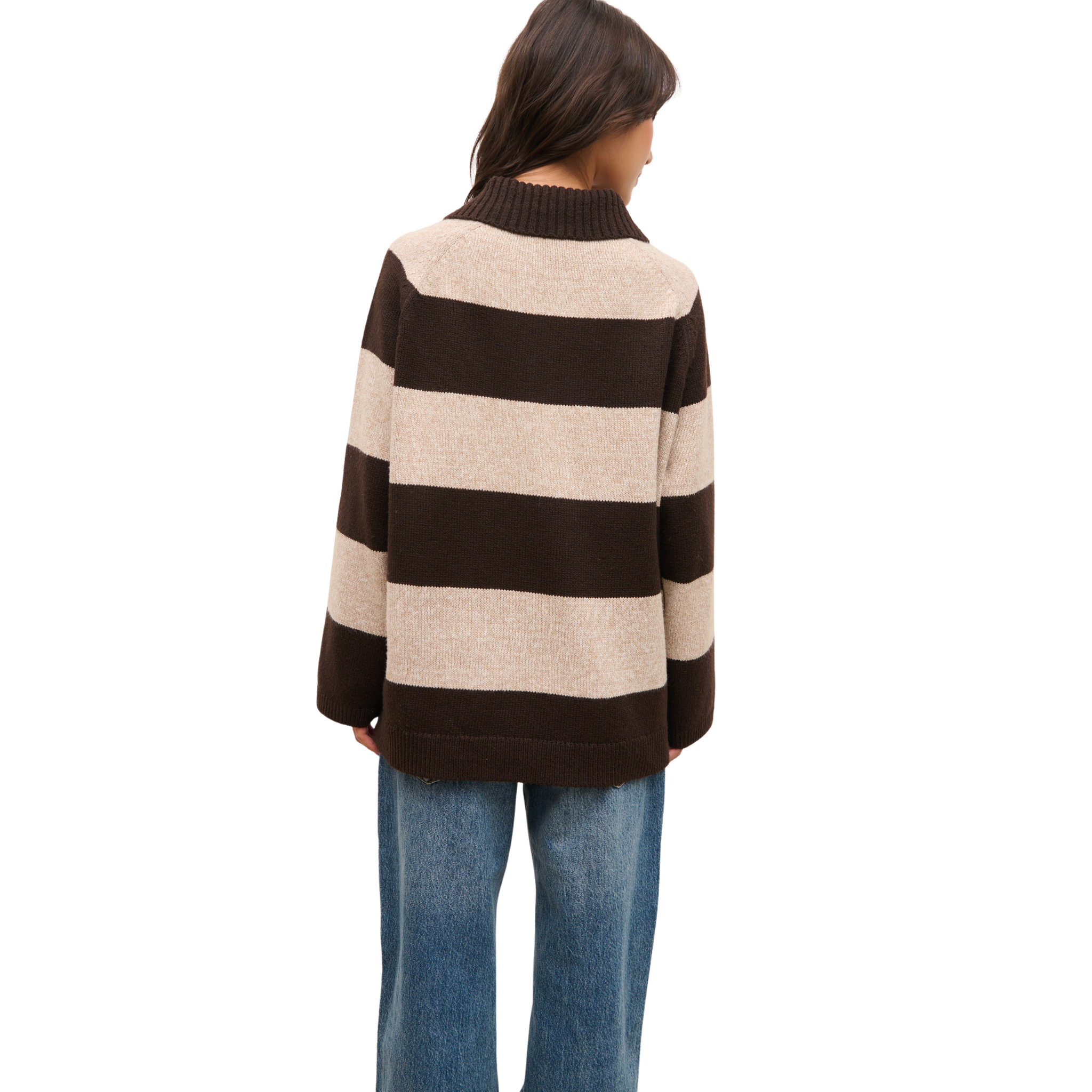 Womens Pretty Lavish Chocolate/Beige Rylee Knit Jumper