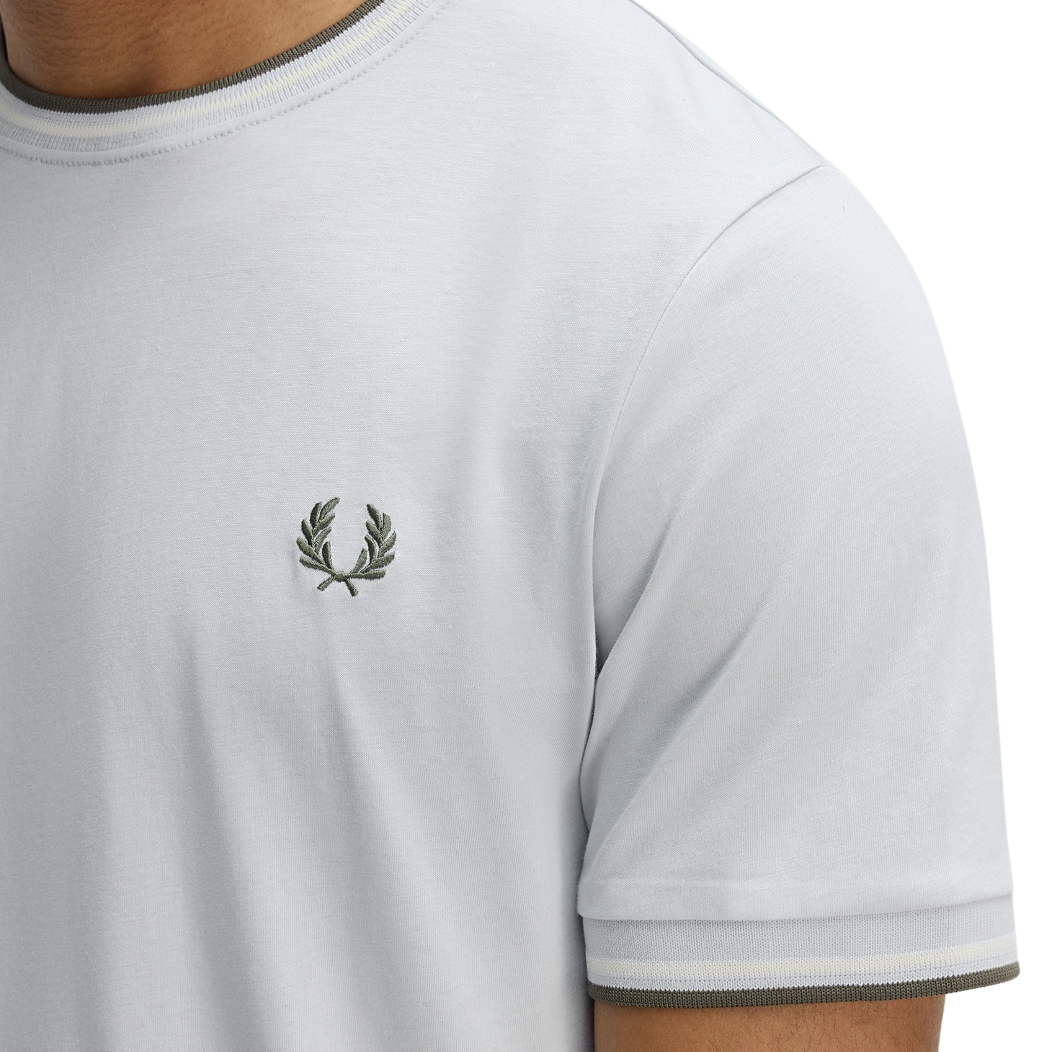Mens Fred Perry Dusky Blue/Ecru/Laurel Twin Tipped S/s T Shirt